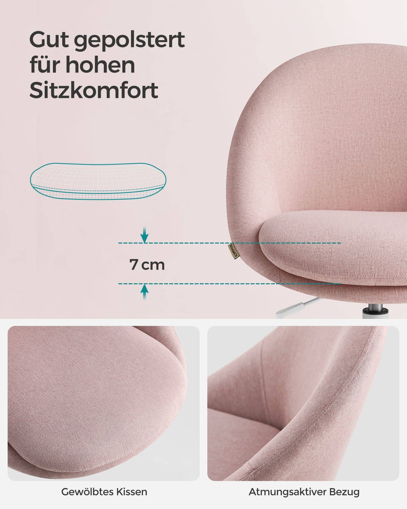 Homeoffice Stuhl höhenverstellbar rosa-B34OBG020P01 Homeoffice Stuhl höhenverstellbar rosa-B34OBG020P01