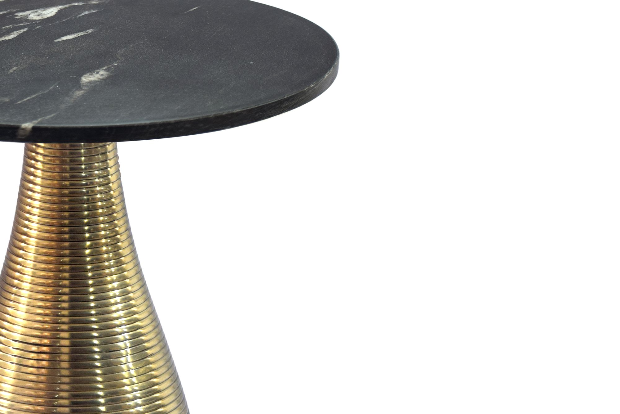 Beistelltisch Rund 40cm Gold mit Massiver Marmorplatte Schwarz - Wohnzimmertisch Naturstein Anstelltisch - Sofatisch Design Metall Couchtisch - Wohnzimmer Tisch Modern Handmade