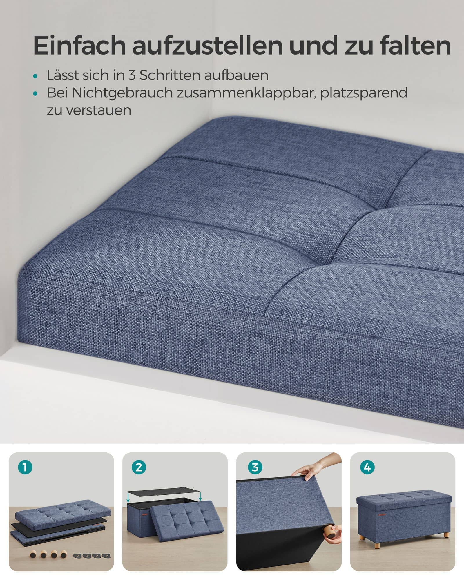 Sitzbank klappbar 38 x 76 x 40 cm mit Stauraum helldenimblau-LSF016Q11 Sitzbank klappbar 38 x 76 x 40 cm mit Stauraum helldenimblau-LSF016Q11
