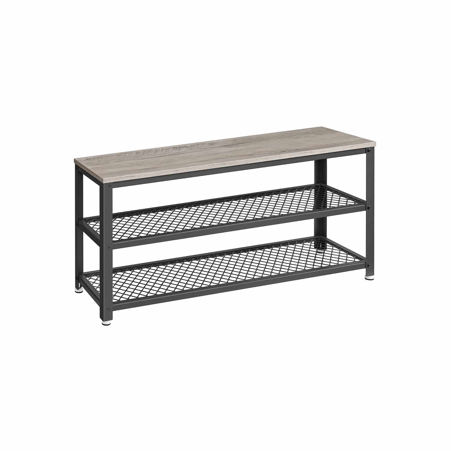 Schuhbank mit 2 Gitterablagen 30 x 100 x 45 cm greige-schwarz