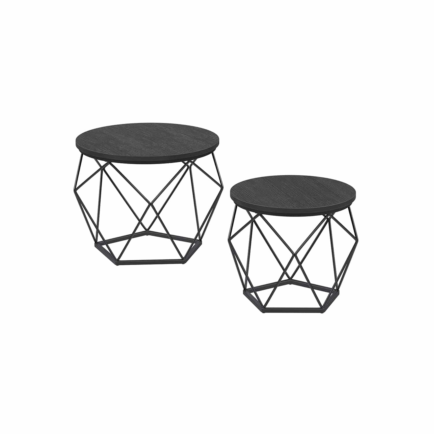 Couchtisch-Set schwarz 2 Stück-B34LET040B22 Couchtisch-Set schwarz 2 Stück-B34LET040B22