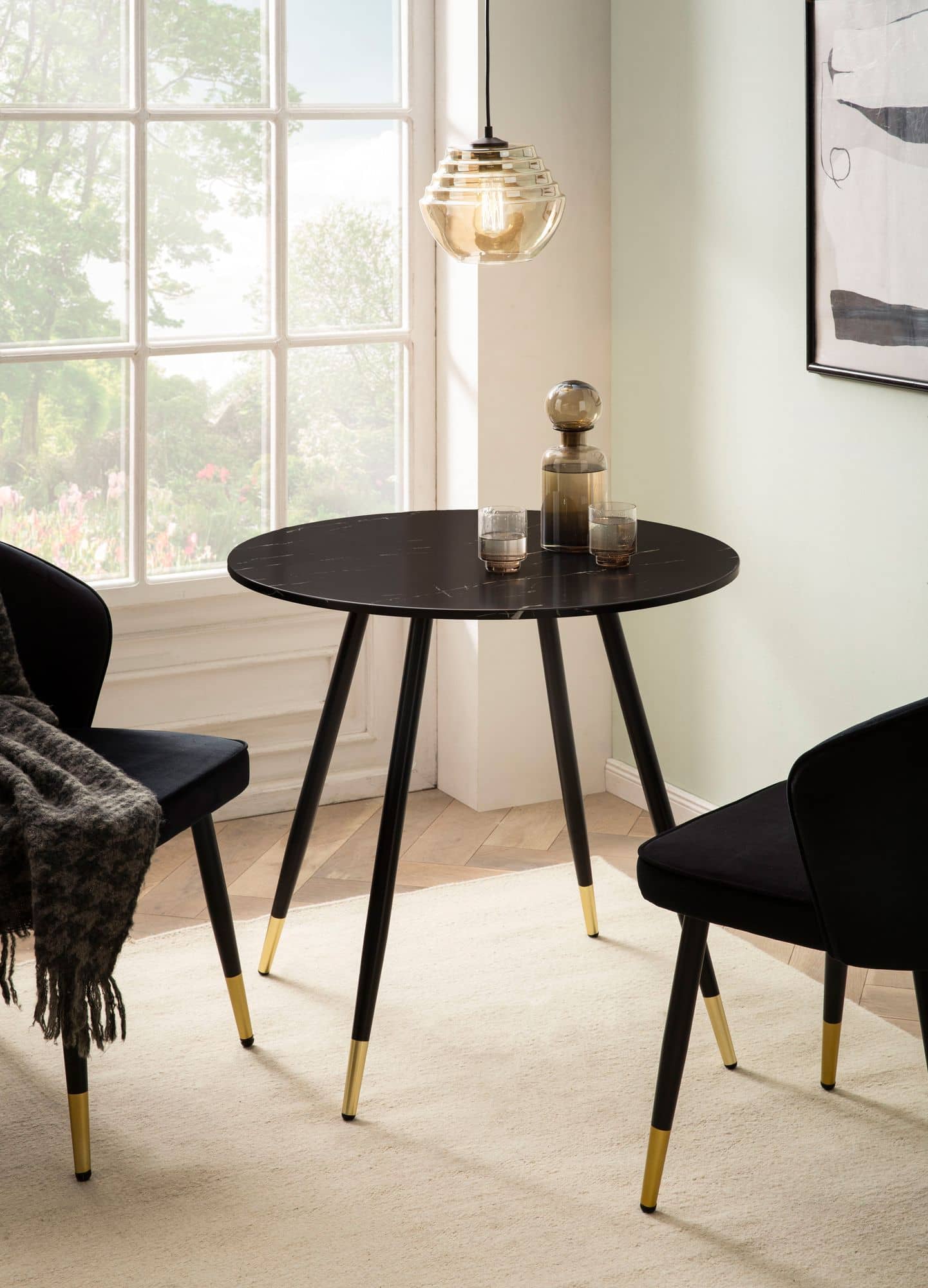 Esszimmertisch 75x75x76 cm Marmor-Optik Schwarz Esstisch Modern Esszimmertisch 75x75x76 cm Marmor-Optik Schwarz Esstisch Modern