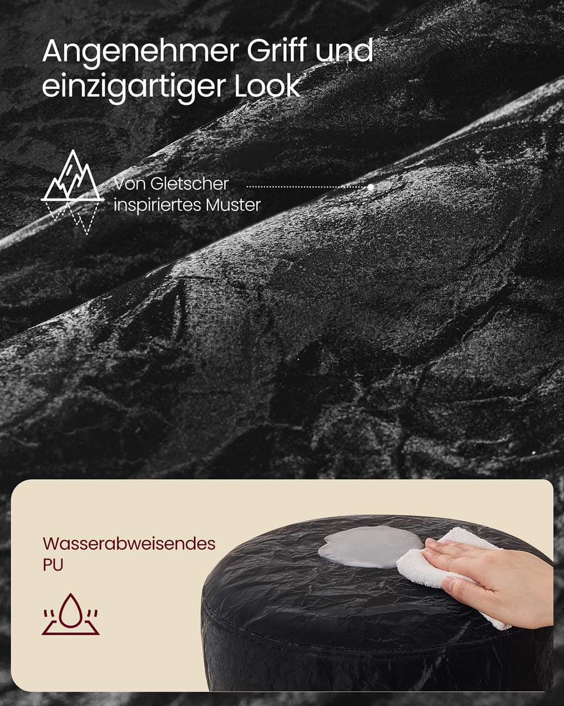 Höhenverstellbarer und 360° drehbarer Schminkhocker tintenschwarz Höhenverstellbarer und 360° drehbarer Schminkhocker tintenschwarz