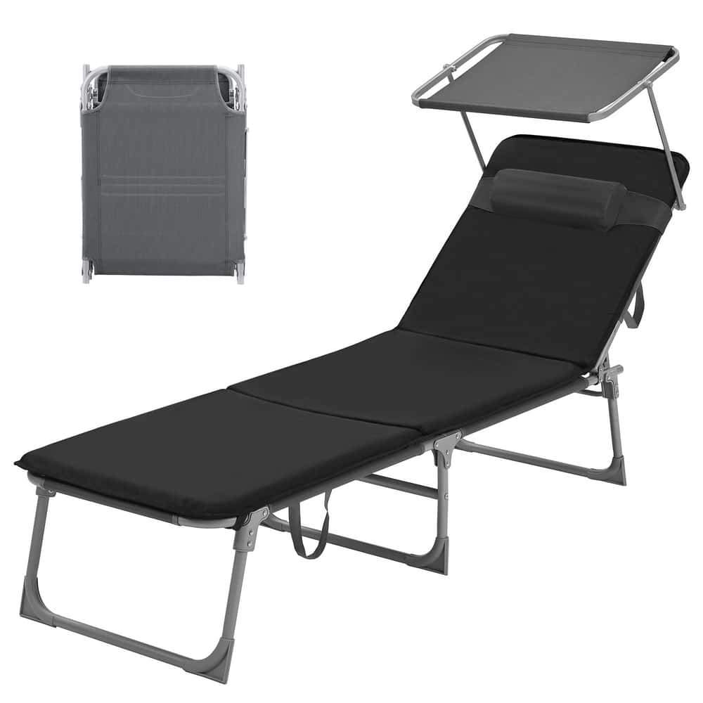 Liegestuhl klappbar, Sonnenliege mit verstellbarer Rückenlehne, Kissen