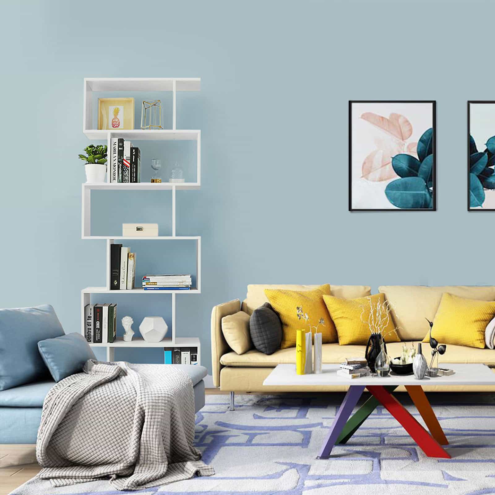 Freistehendes Bücherregal mit 6 Ebenen-B34LBC61WT Freistehendes Bücherregal mit 6 Ebenen-B34LBC61WT