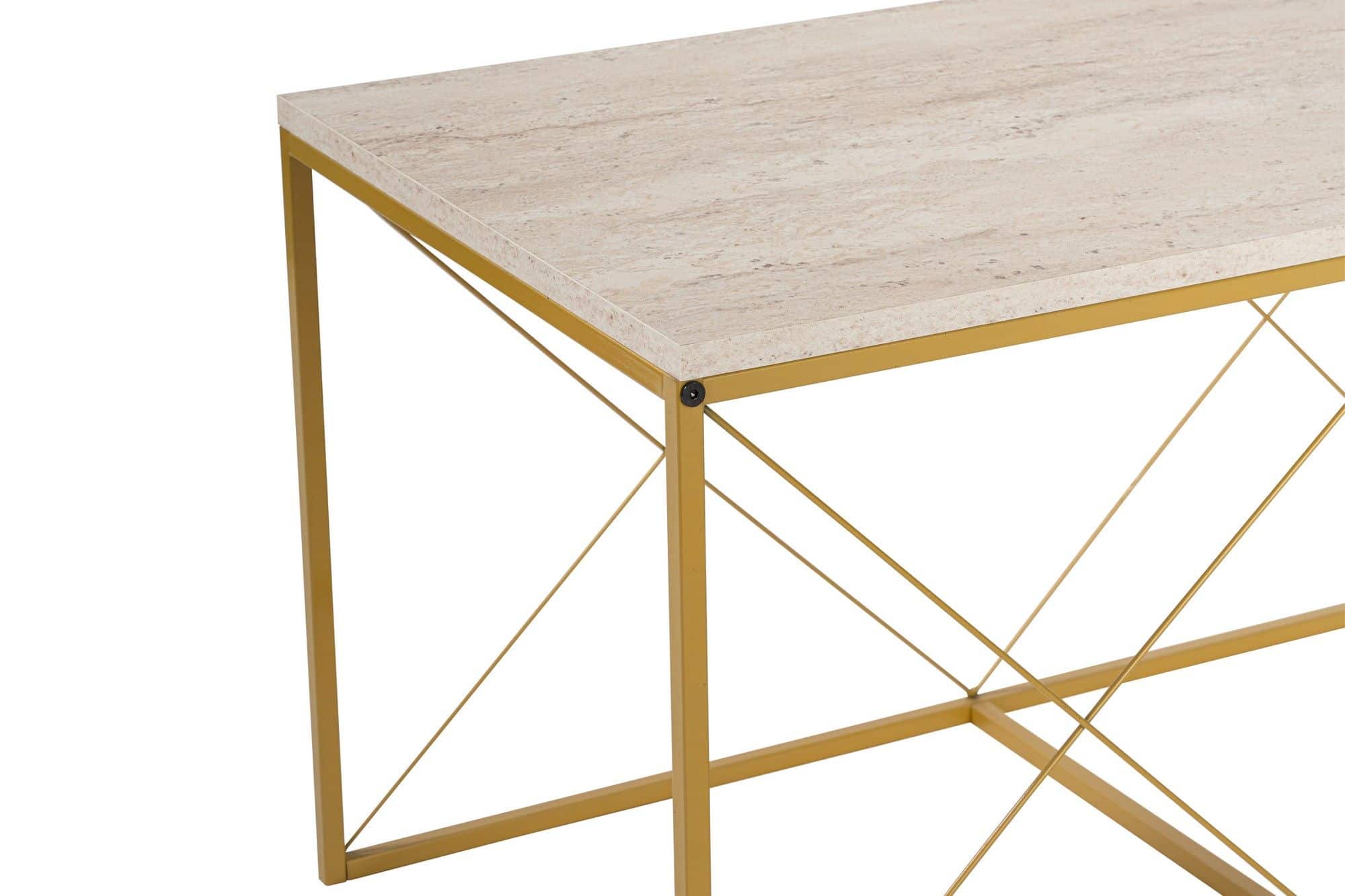 Defne - Gold, Travertine - Couchtisch Set