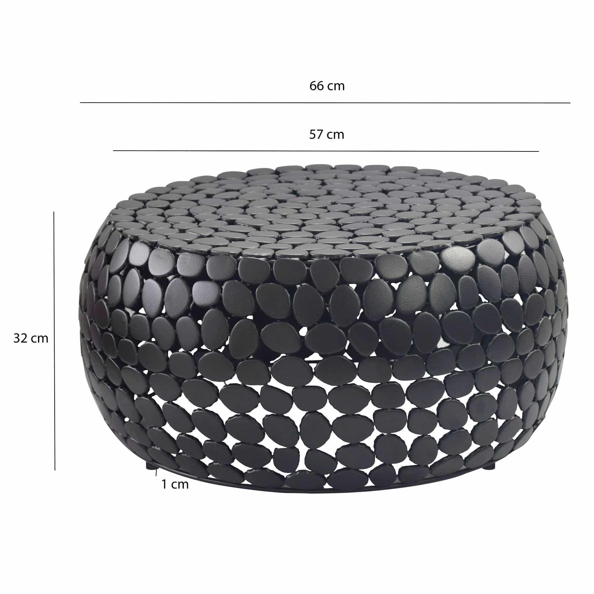 Couchtisch Aluminium schwarz rund 66x32 cm - Design Sofatisch Wohnzimmer - Moderner Wohnzimmertisch Metall - Runder Loungetisch - Alu Beistelltisch Handmade