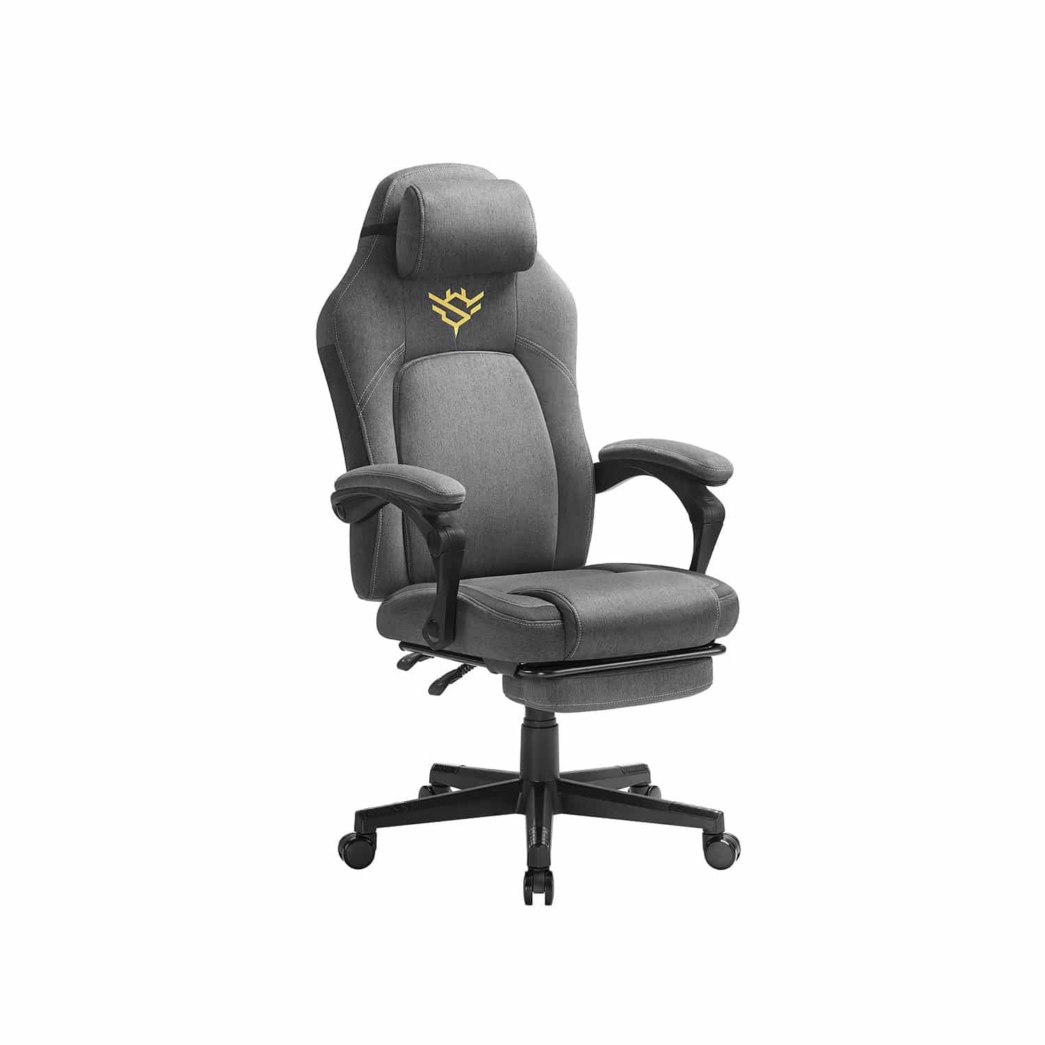 Gaming-Stuhl höhenverstellbar mit Fußstütze und Kopfkissen taubengrau