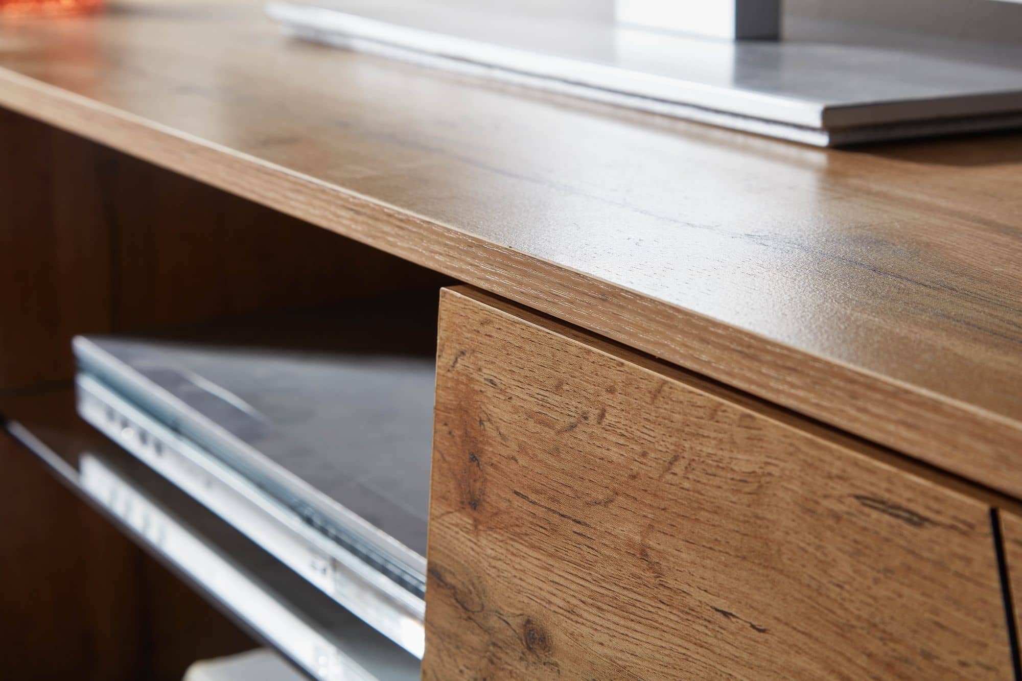 64669-Wohnling-Lowboard-TV-Board-160x40x50-cm-Eiche-WL6-577-WL6-577_4 Lowboard Holz Eiche-Dekor 160x50x40 cm TV-Kommode mit zwei Türen