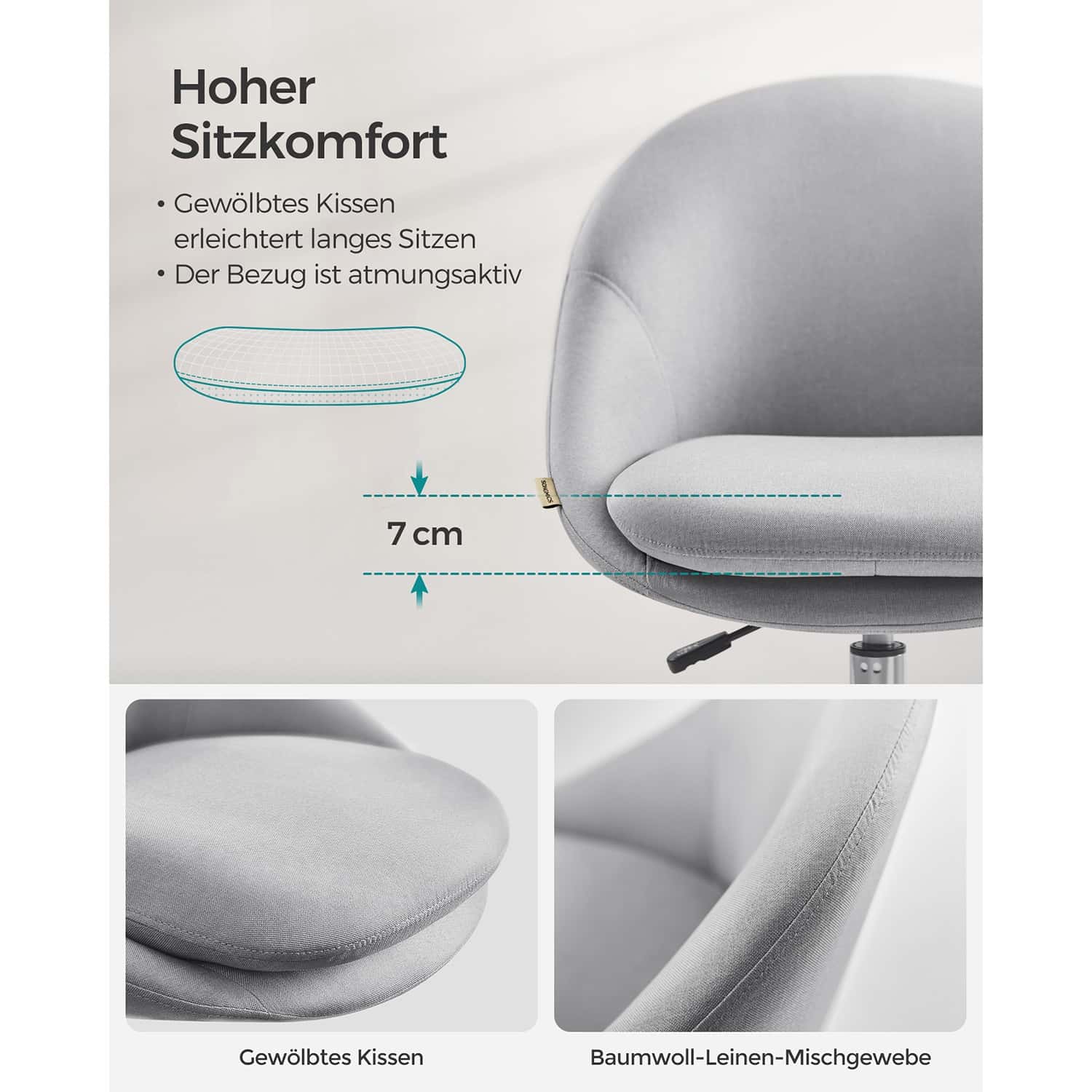 Höhenverstellbarer Schreibtischstuhl grau Höhenverstellbarer Schreibtischstuhl grau