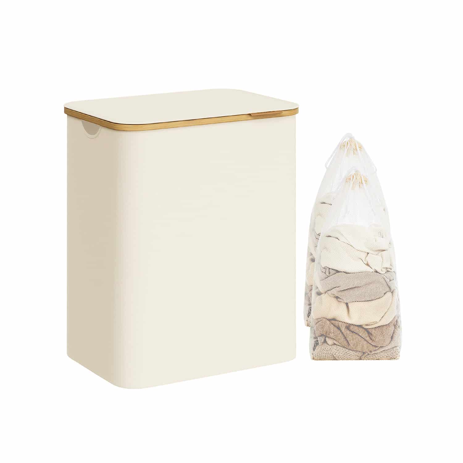 Wäschekorb 2 Fächer mit Deckel weiß Wäschekorb 2 Fächer mit Deckel weiß