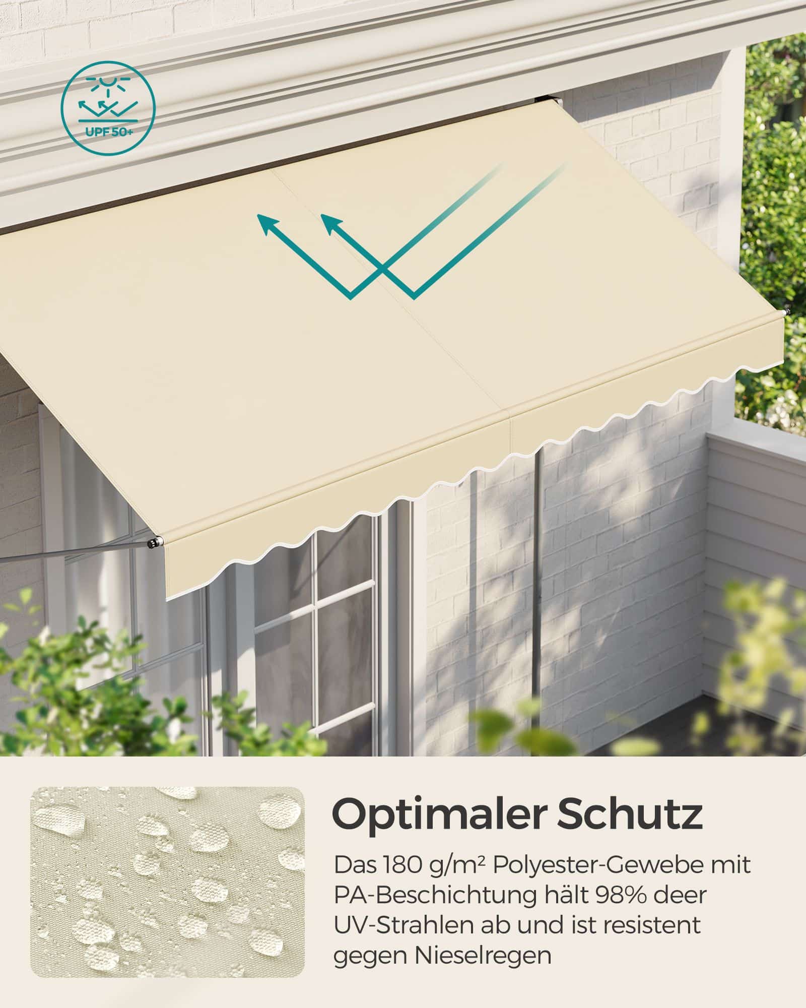 Klemmmarkise mit Handkurbel 300 x 120 cm beige Klemmmarkise mit Handkurbel 300 x 120 cm beige