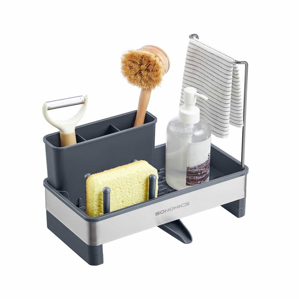 Spülbecken Organizer mit Halter für Schwämme und Bürsten schiefergrau-silbern Spülbecken Organizer mit Halter für Schwämme und Bürsten schiefergrau-silbern