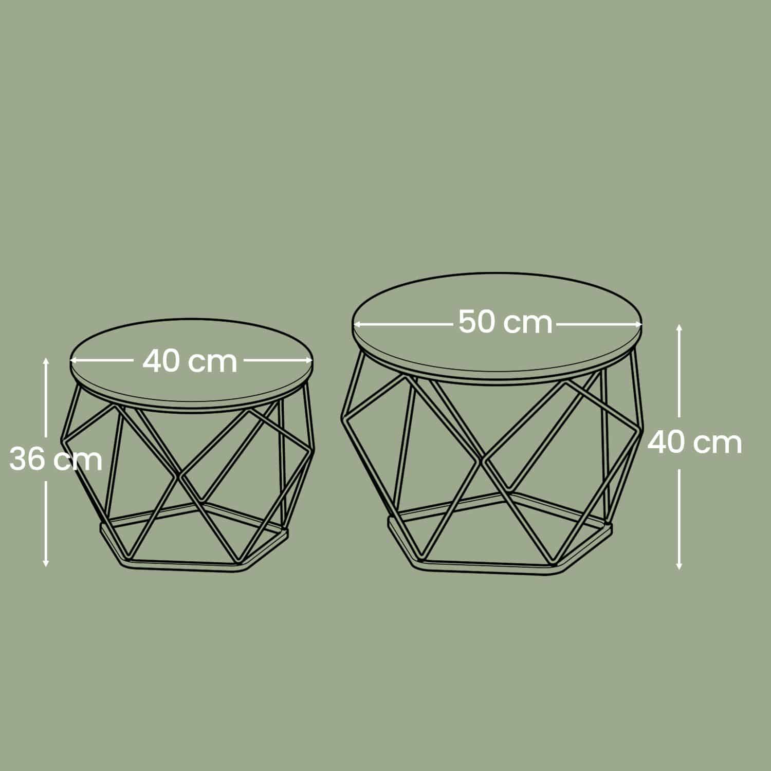 Couchtisch rund, 2er Set, Wohnzimmertisch
