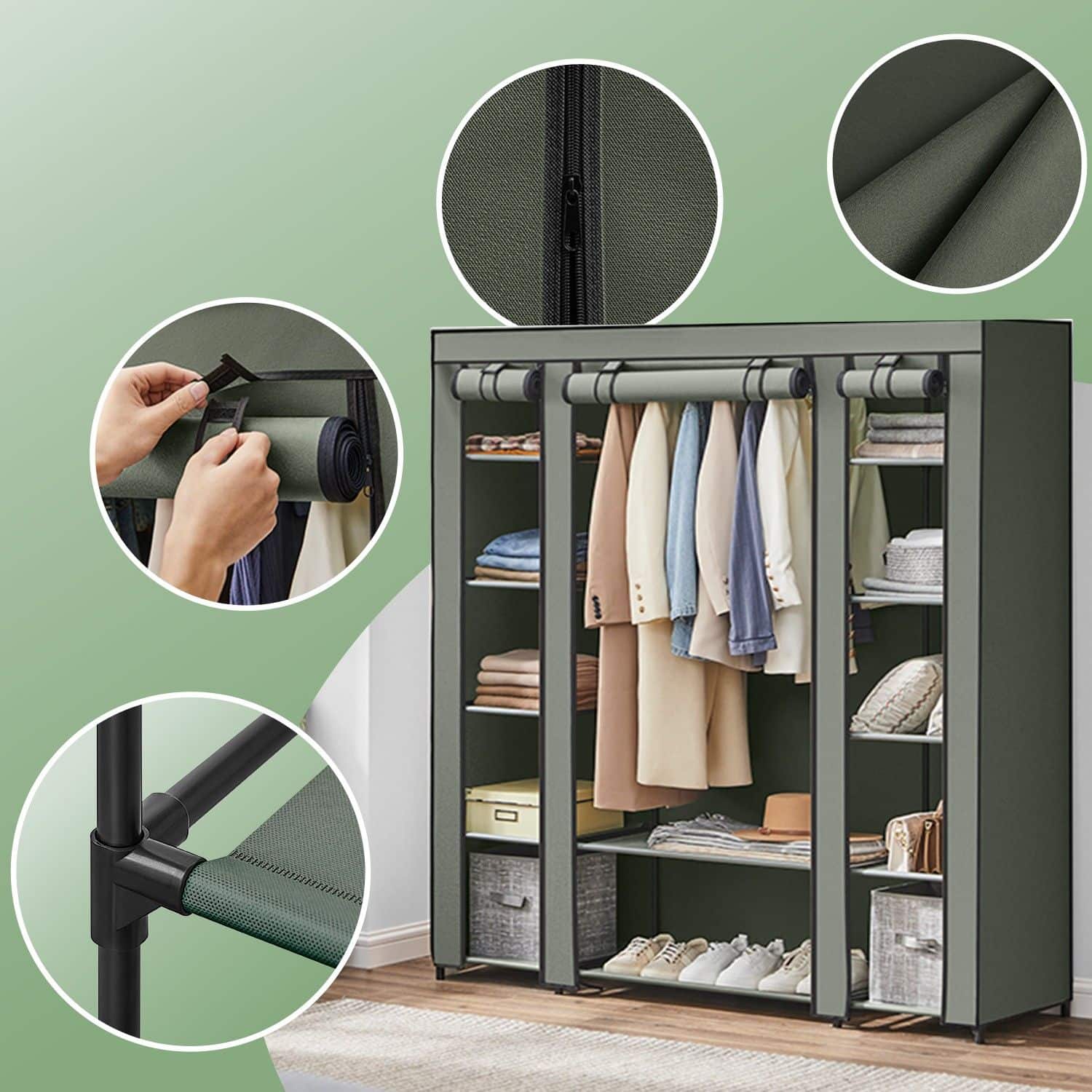 Kleiderschrank, Stoffschrank, mit Überzug aus Vliesstoff