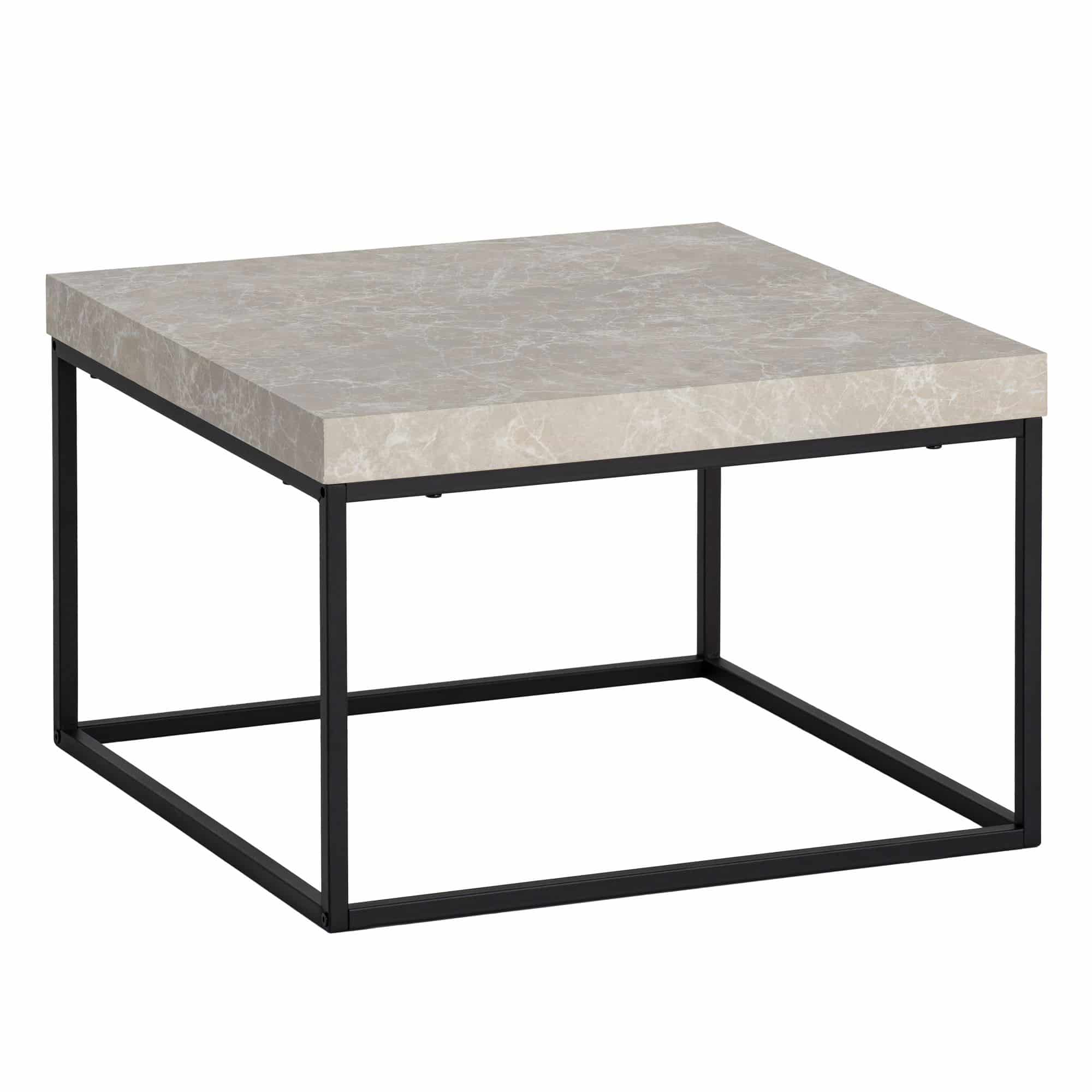 Couchtisch 60x60x38 cm Sandfarben Sofatisch in Stein-Optik Modern