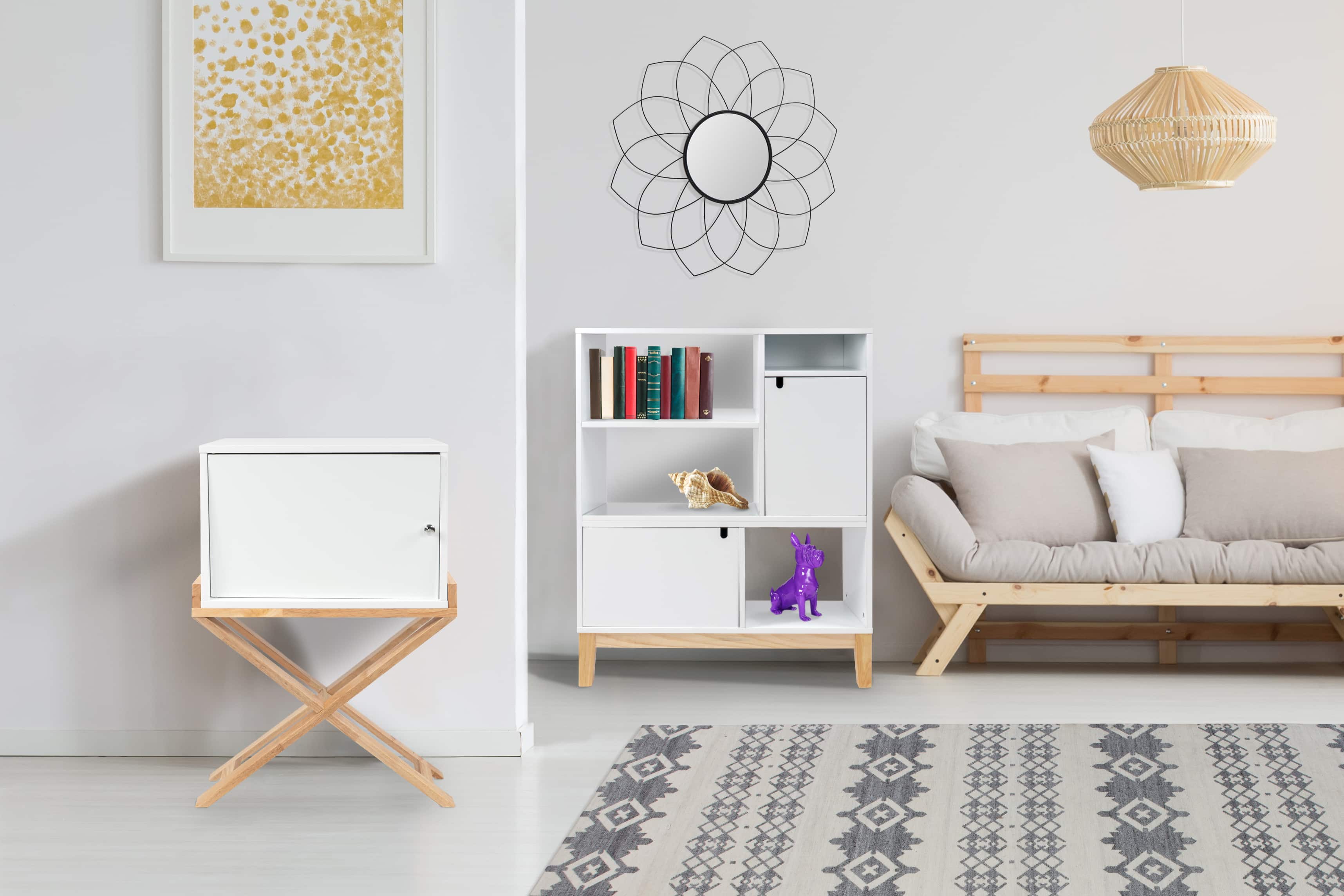 Schränkchen Valerie 110 Weiß / Natural Schränkchen Valerie 110 Weiß / Natural