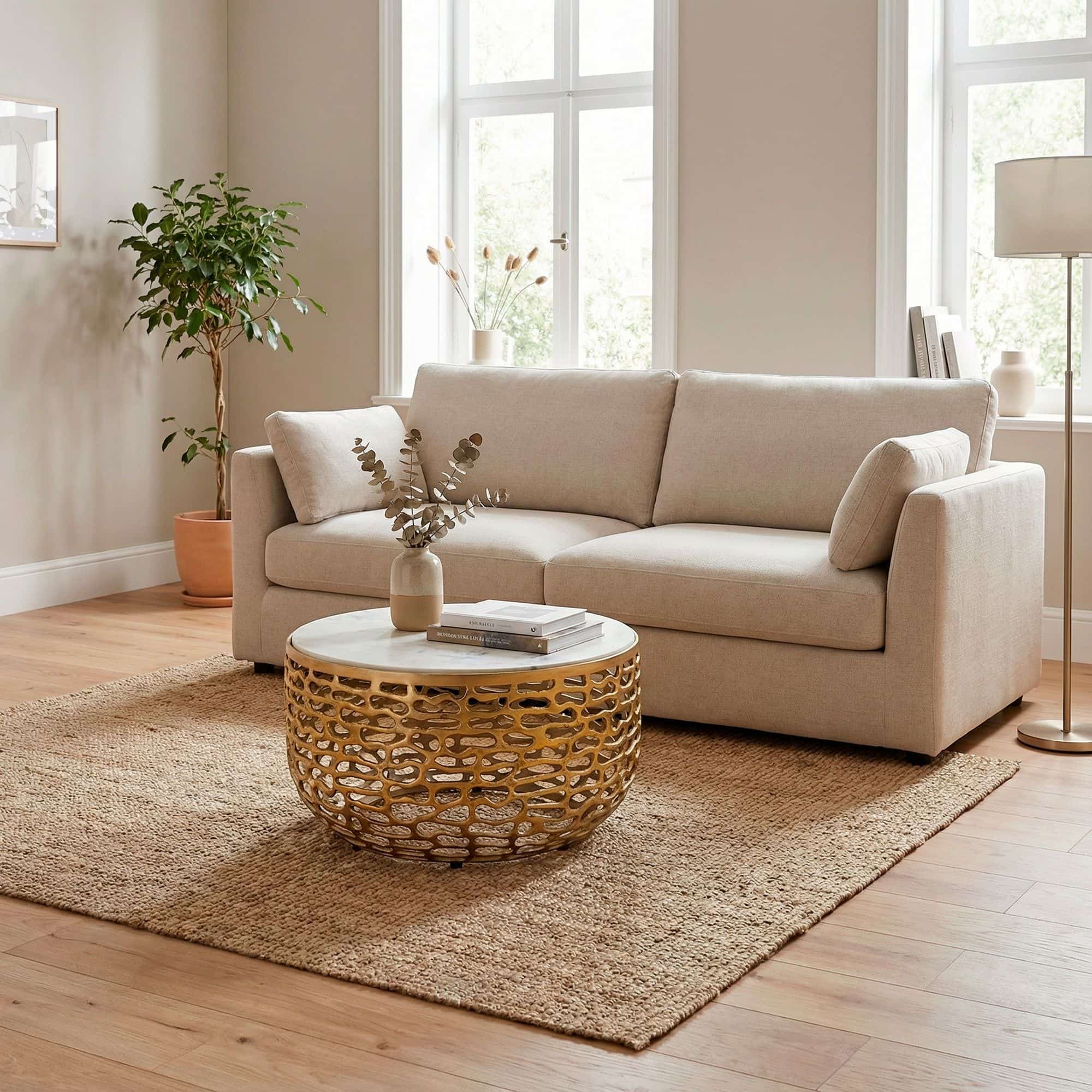 Design Metall Couchtisch Gold mit weißer Marmor Tischplatte 60 cm rund - Aluminium Wohnzimmertisch Modern - Loungetisch Alu Beistelltisch Wohnzimmer Handmade Design Metall Couchtisch Gold mit weißer Marmor Tischplatte 60 cm rund - Aluminium Wohnzimmertisch Modern - Loungetisch Alu Beistelltisch Wohnzimmer Handmade