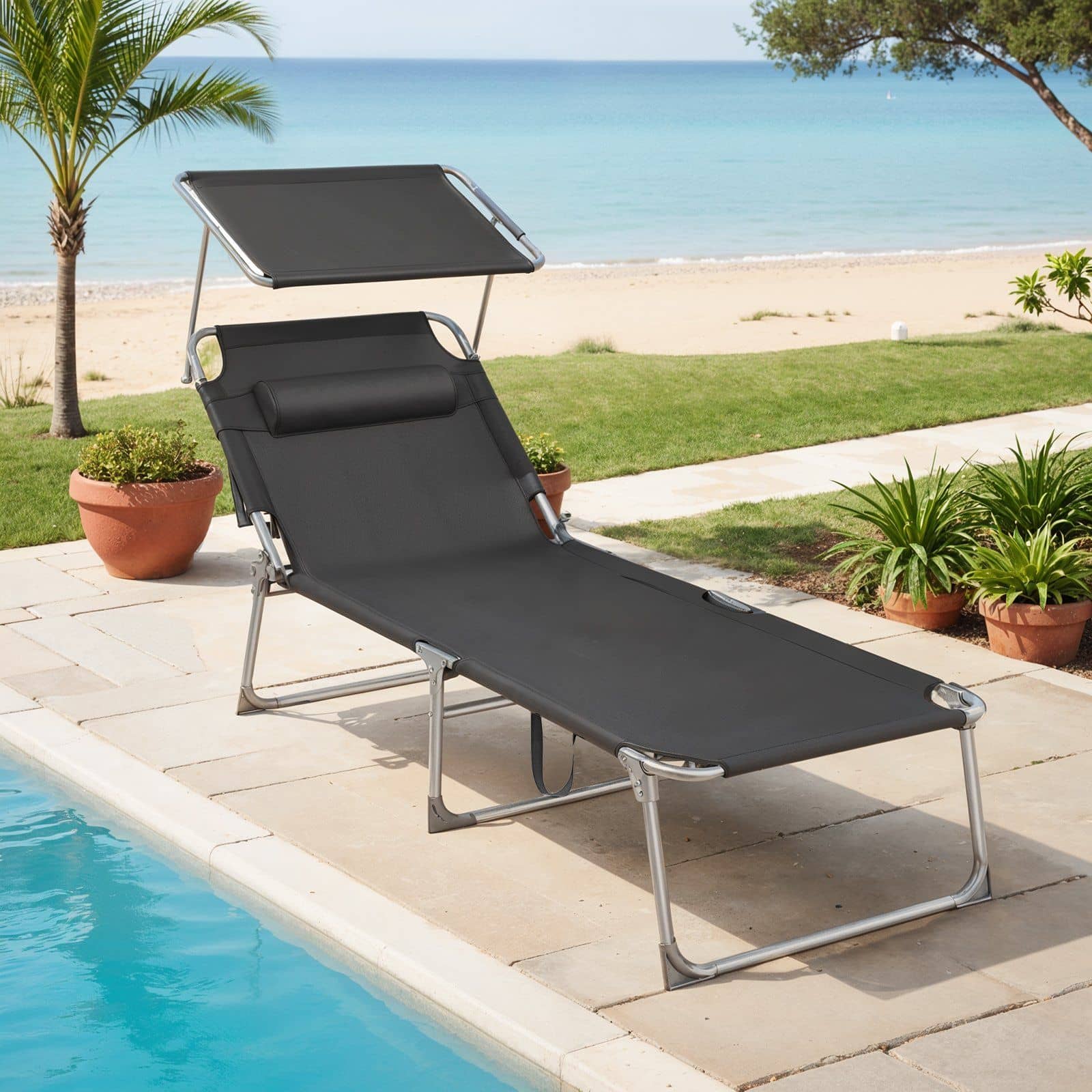 Große Sonnenliege, klappbarer Liegestuhl, 71 x 200 x 38 cm Große Sonnenliege, klappbarer Liegestuhl, 71 x 200 x 38 cm