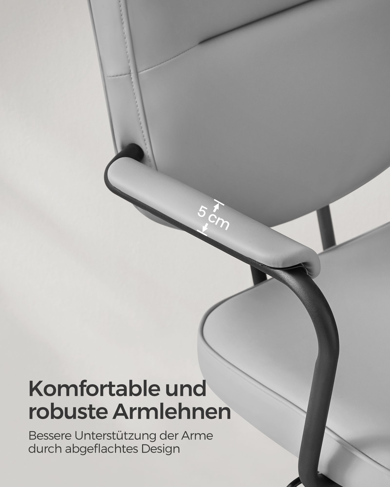 Bürostuhl aus PU mit Armlehnen taubengrau Bürostuhl aus PU mit Armlehnen taubengrau