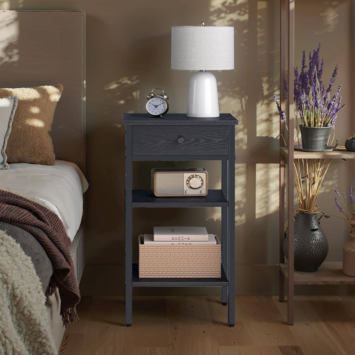 Nachttisch, Beistelltisch, Schublade und offene Fächer Nachttisch, Beistelltisch, Schublade und offene Fächer