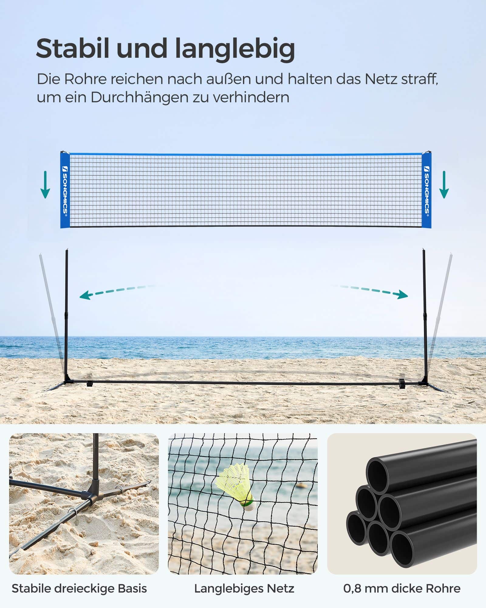 Badmintonnetz 3 m Blau-SYQ400 Badmintonnetz 3 m Blau-SYQ400