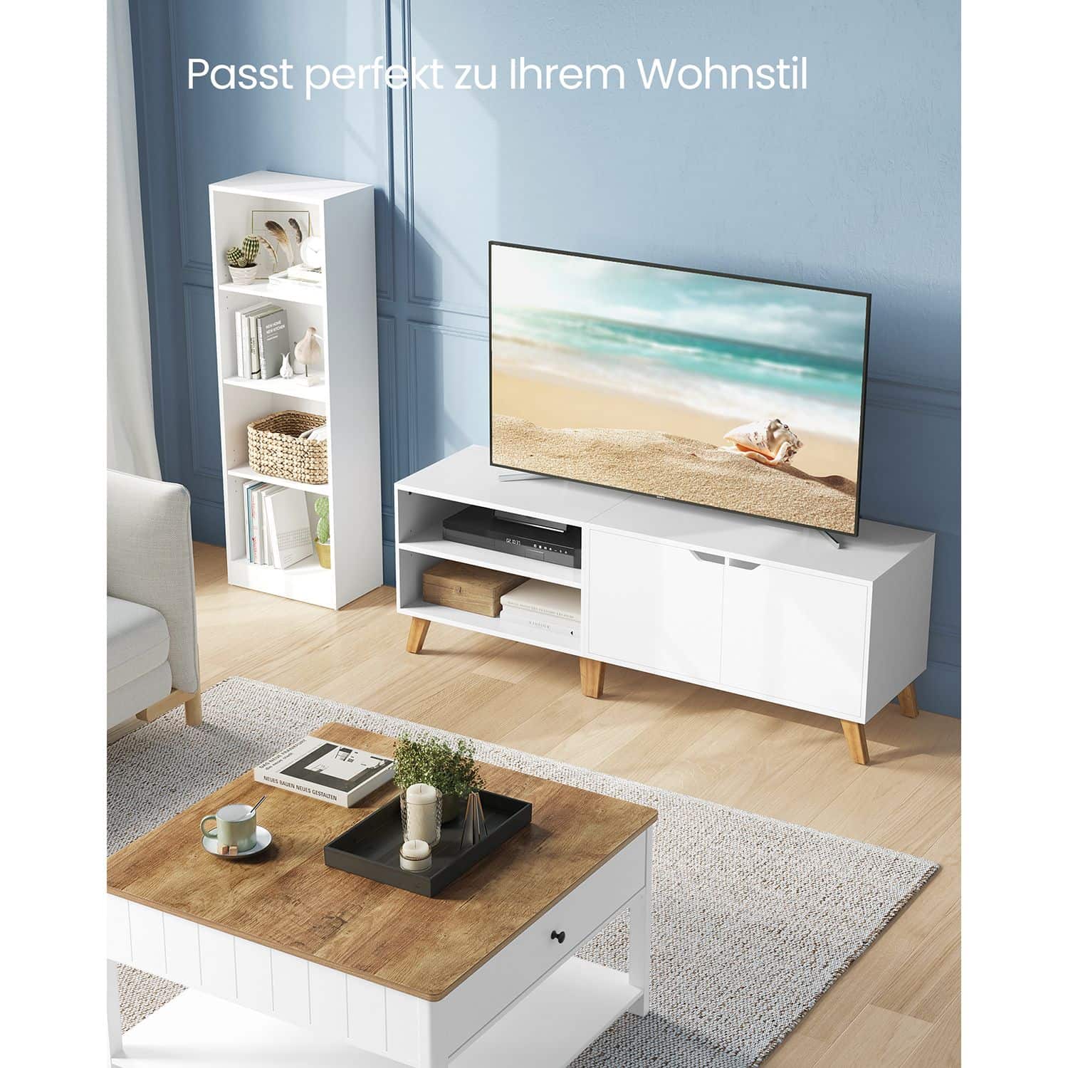 TV-Schrank mit 2 Türen 40 x 140 x 50 cm weiß-LTV027T46 TV-Schrank mit 2 Türen 40 x 140 x 50 cm weiß-LTV027T46
