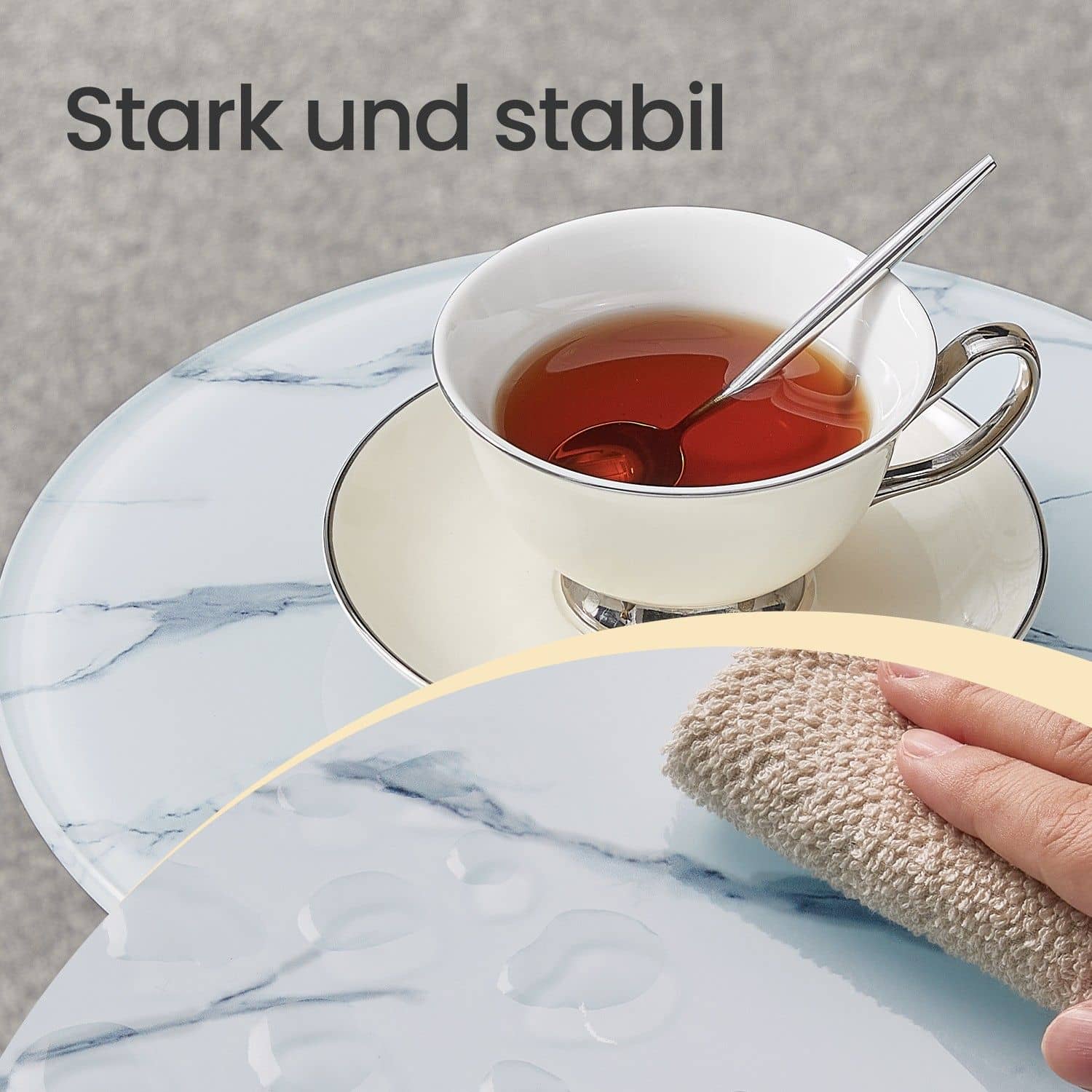 Beistelltisch rund mit 2 Ebenen und Glasplatte und Ablage Beistelltisch rund mit 2 Ebenen und Glasplatte und Ablage