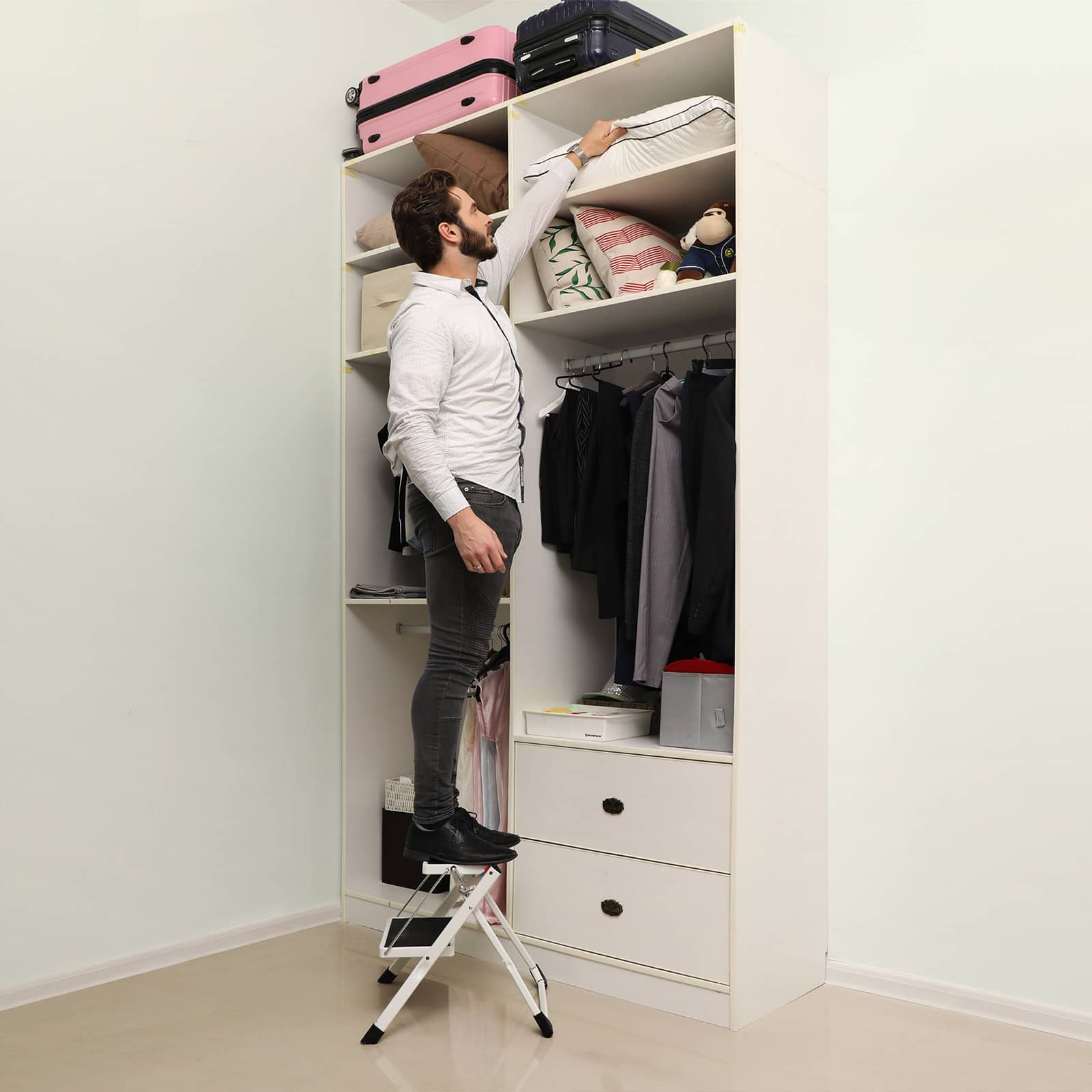 Leiter aus Stahl mit 2 Stufen-GSL02WT