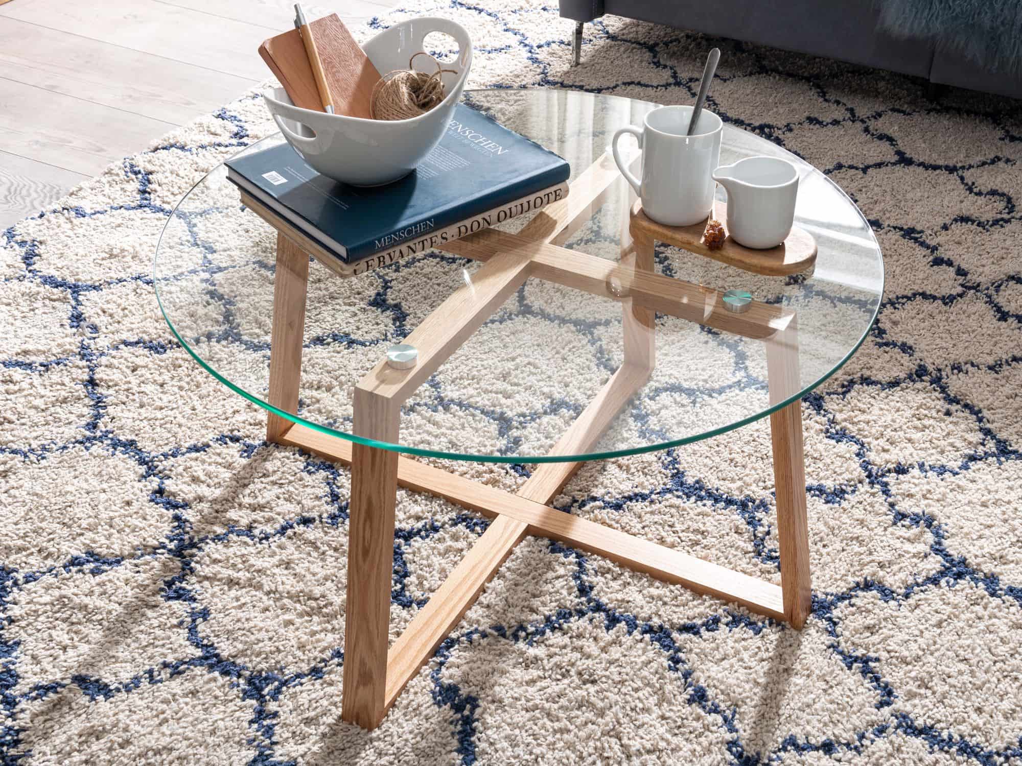 64444-Wohnling-Couchtisch-mit-Glasplatte-rund-78x41-cm-WL6-495-WL6-495_5 Couchtisch 78x78x41 cm Sofatisch Eiche Massivholz / Glas Rund