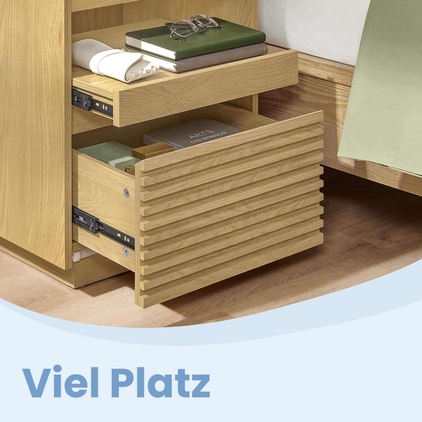 Nachttisch mit LED-Beleuchtung, Beistelltisch, Schublade