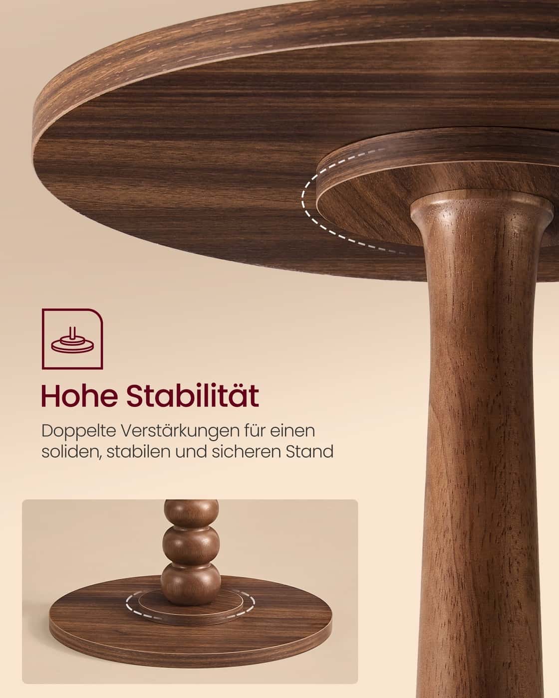 Mariel Kollektion - Runder Beistelltisch im Mid-Century Modern Stil kastanienwalnussfarben Mariel Kollektion - Runder Beistelltisch im Mid-Century Modern Stil kastanienwalnussfarben