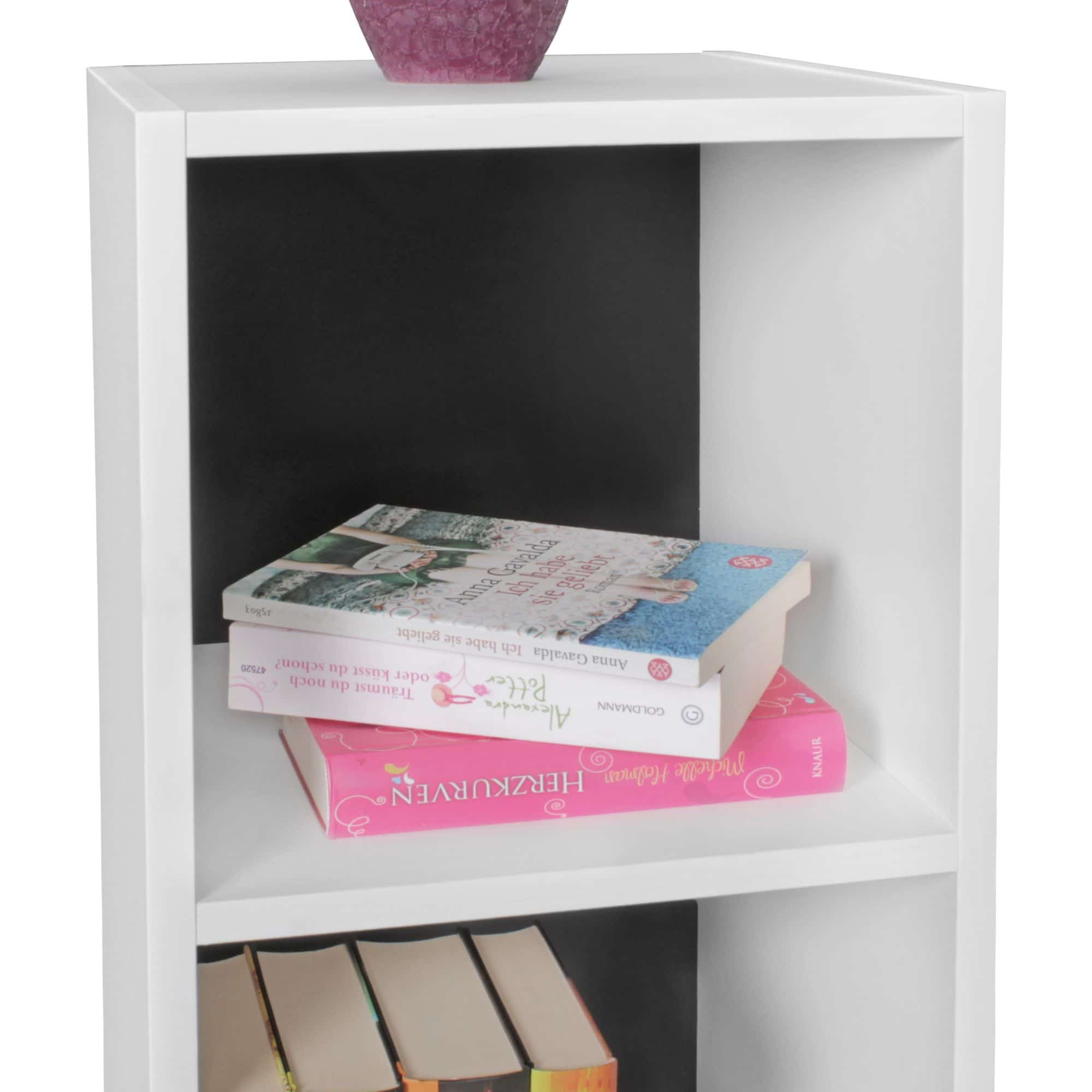 44718-WOHNLING-Standregal-KLARA-vorne-weiss-Rueck_4 Standregal WL5.178 Holz 30x60x30 cm Modern Weiß Schwarz Regal Klein