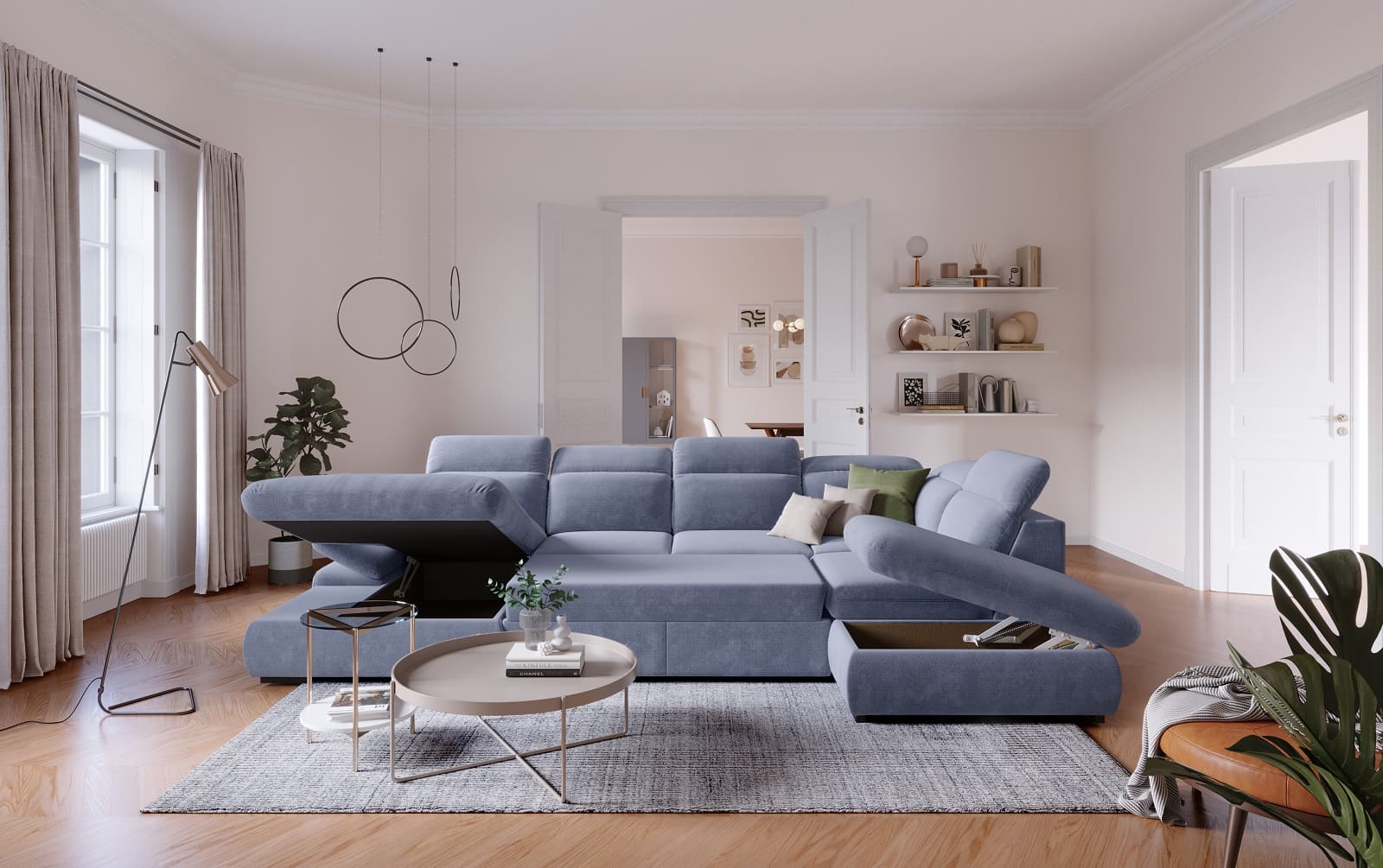 Lorena Wohnlandschaft mit Schlaffunktion und Bettkasten - Cotta