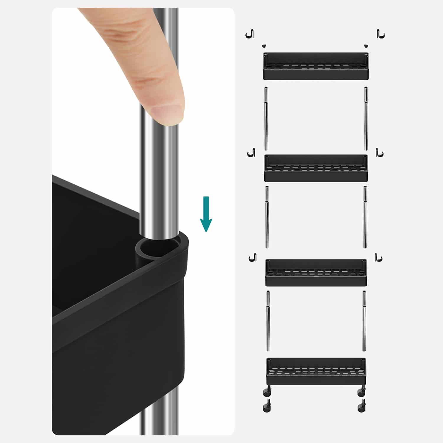 Schmaler Rollwagen mit 4 Ebenen-KSC008B01