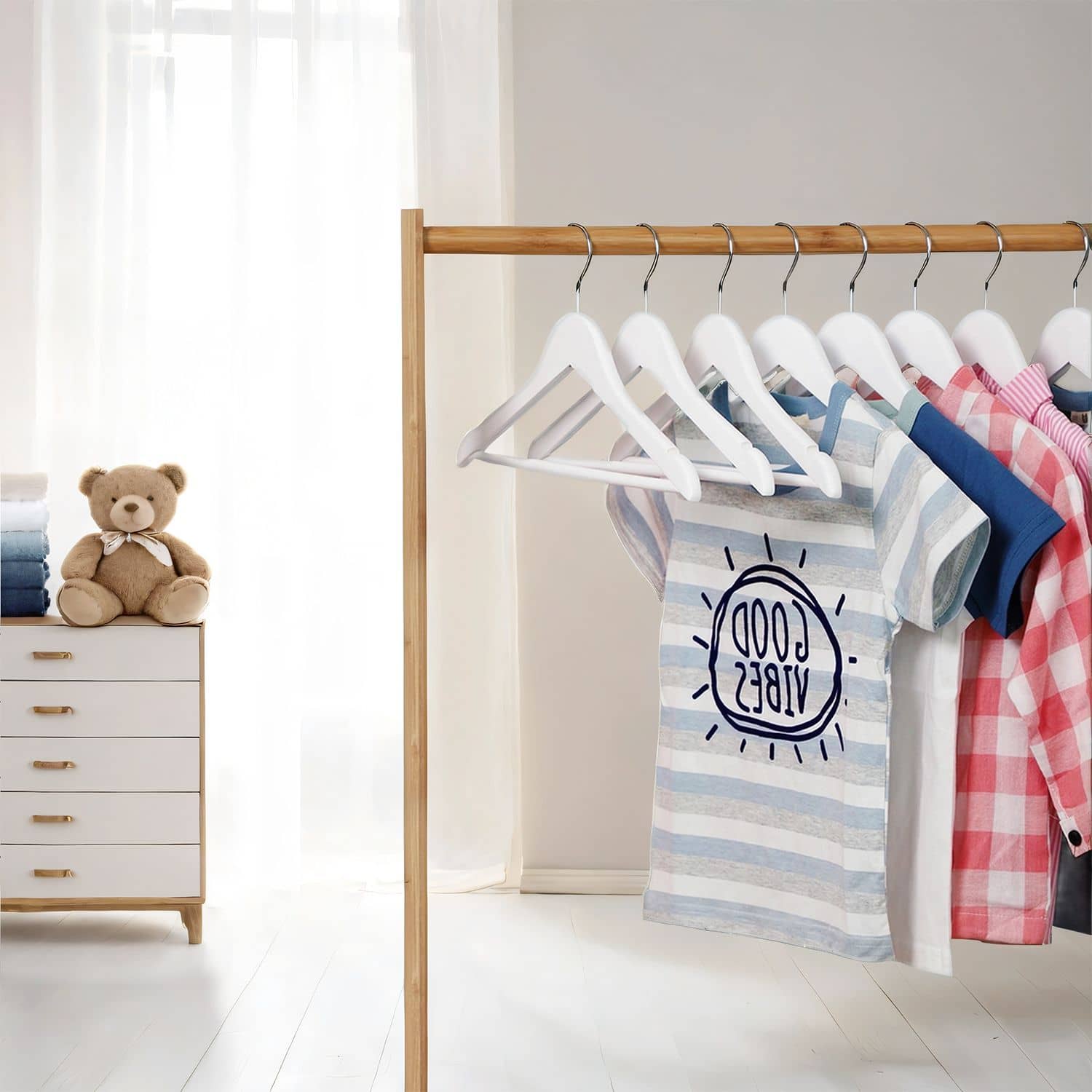 Kinderbügel Ahornholz 20 Stück Weiß Kinderbügel Ahornholz 20 Stück Weiß