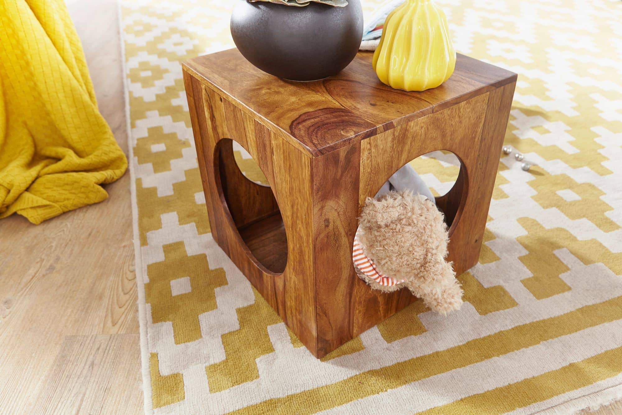 Beistelltisch MUMBAI Sheesham Massivholz 35x35x35 cm Cube Wohnzimmertisch Beistelltisch MUMBAI Sheesham Massivholz 35x35x35 cm Cube Wohnzimmertisch