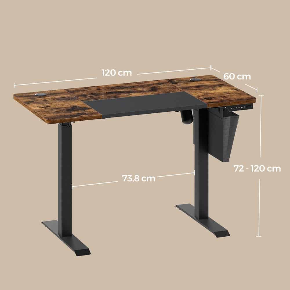 Höhenverstellbarer Schreibtisch vintagebraun-schwarz
