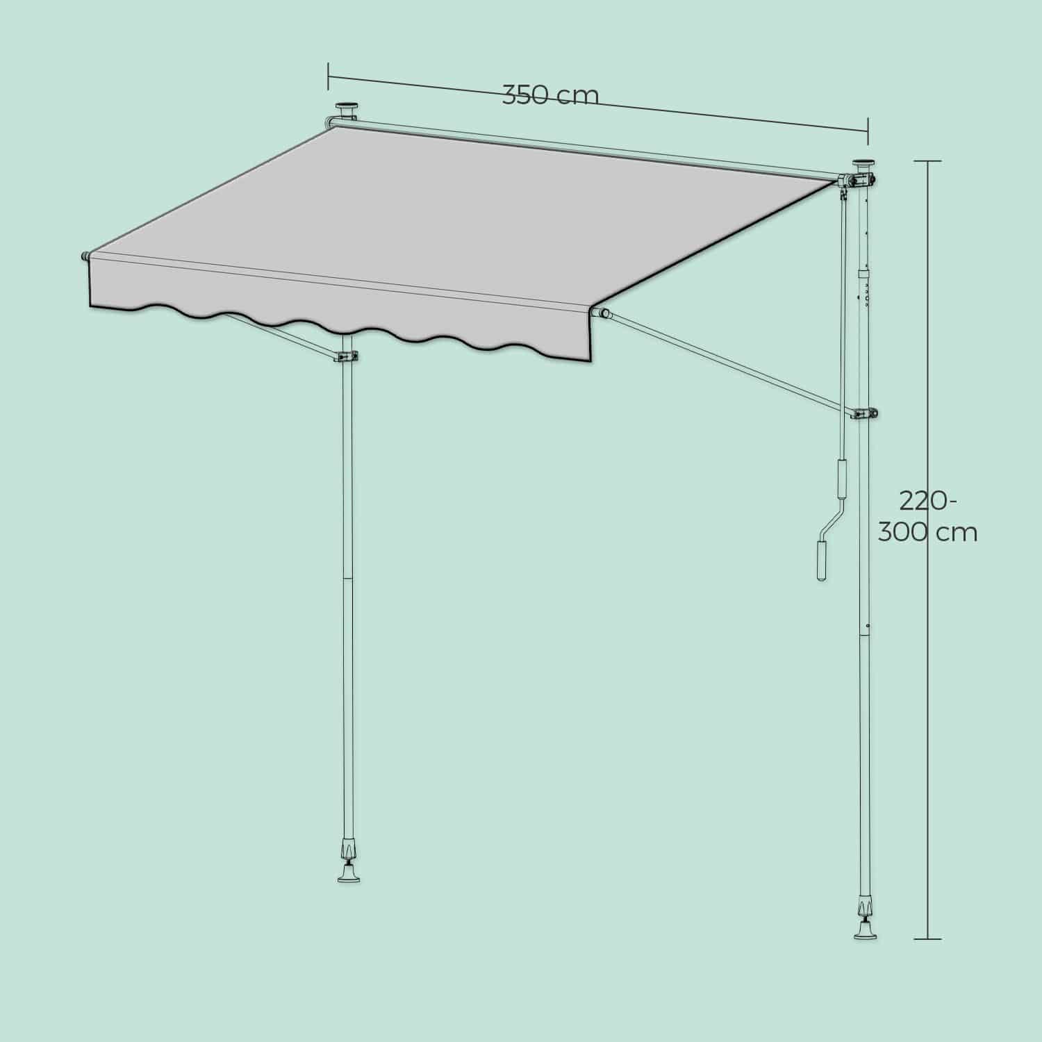 Klemmmarkise, Balkonmarkise, höhenverstellbar