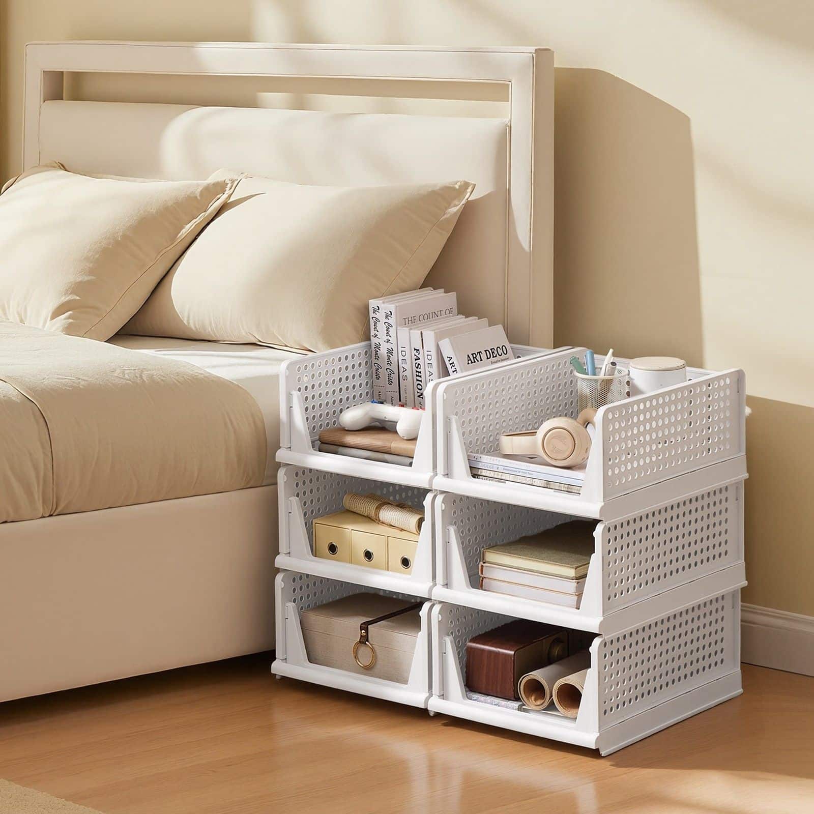 Schrank-Organizer klappbar, Kleiderschrank-Organizer stapelbar, ausziehbarer Korb 6er Set Schrank-Organizer klappbar, Kleiderschrank-Organizer stapelbar, ausziehbarer Korb 6er Set