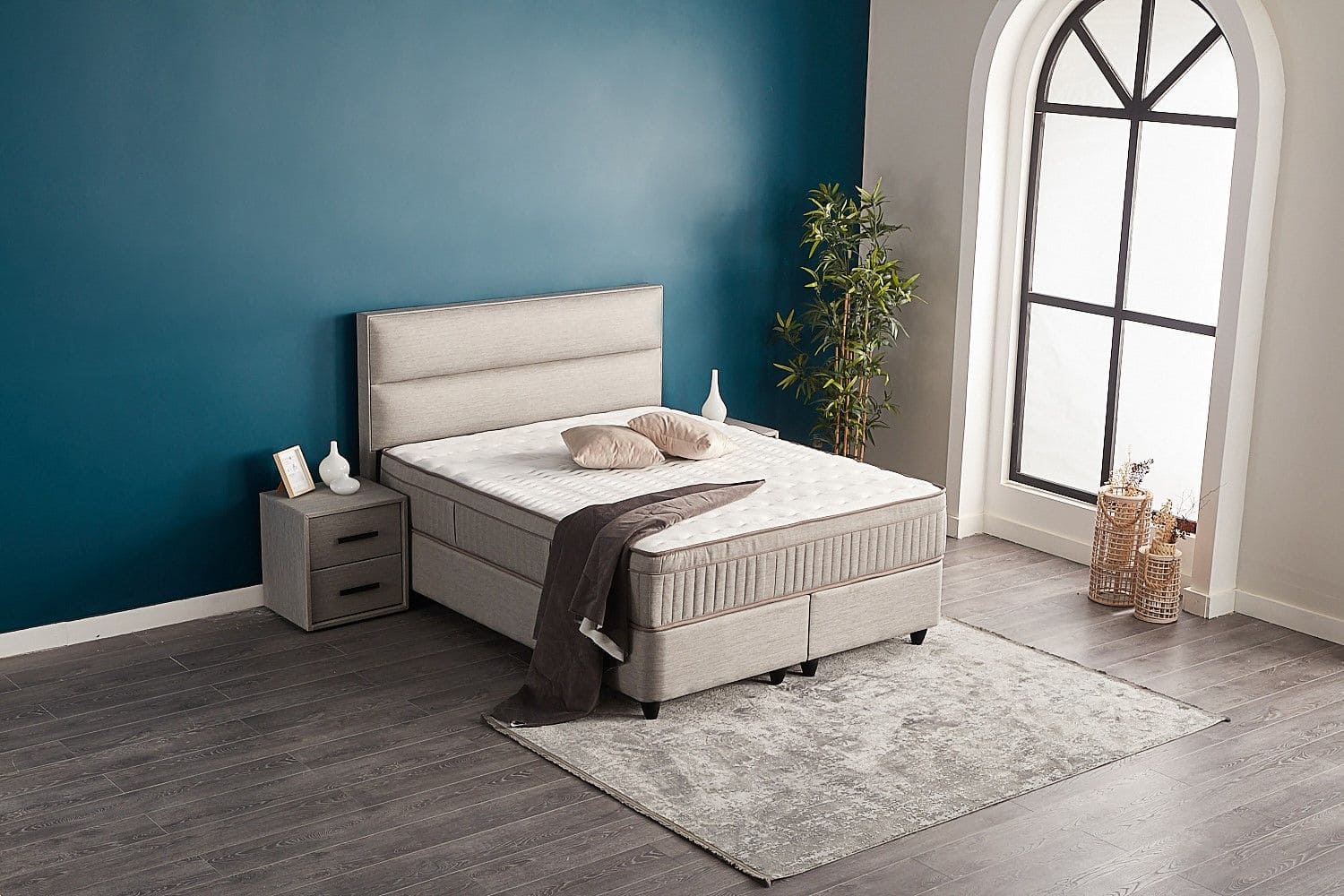 Boxspringbett Suna Hellgrau mit Bettkasten – ABC Bedding Boxspringbett Suna Hellgrau mit Bettkasten – ABC Bedding