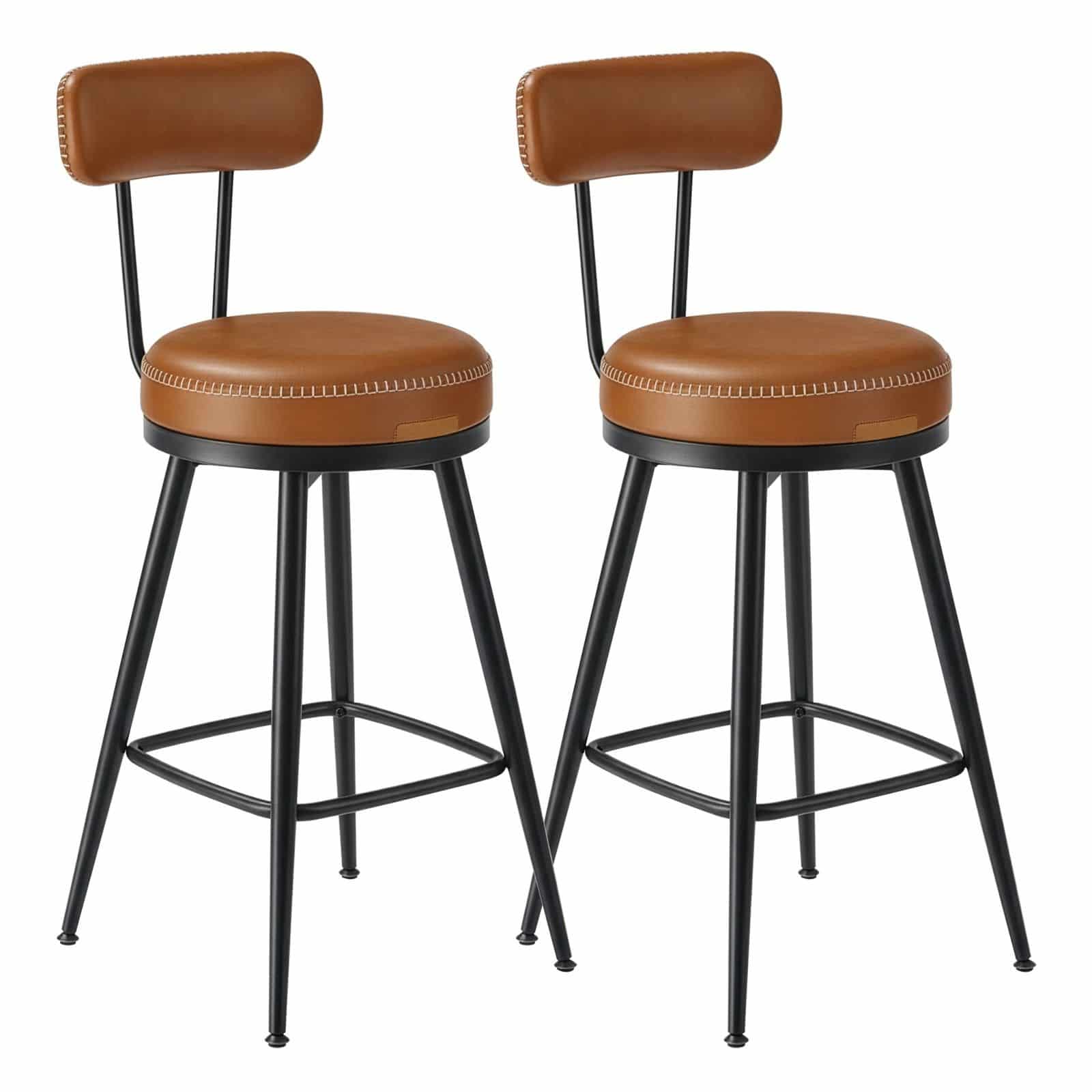 Barhocker 2er Set, hohe Drehhocker mit Rückenlehne, Kunstleder Barhocker 2er Set, hohe Drehhocker mit Rückenlehne, Kunstleder