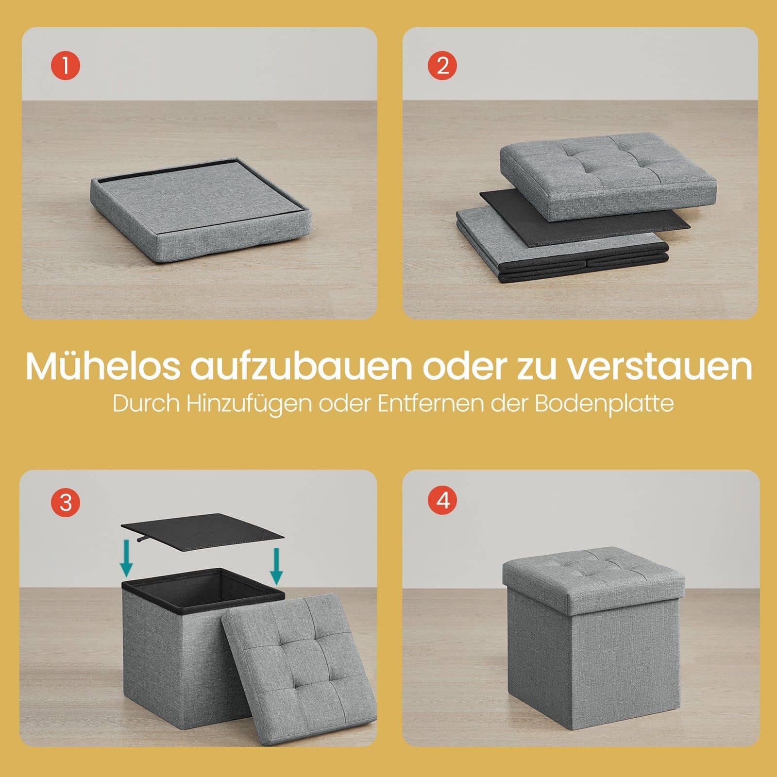 Sitzhocker, Sitzbank mit Stauraum, 30 x 30 cm Sitzhocker, Sitzbank mit Stauraum, 30 x 30 cm
