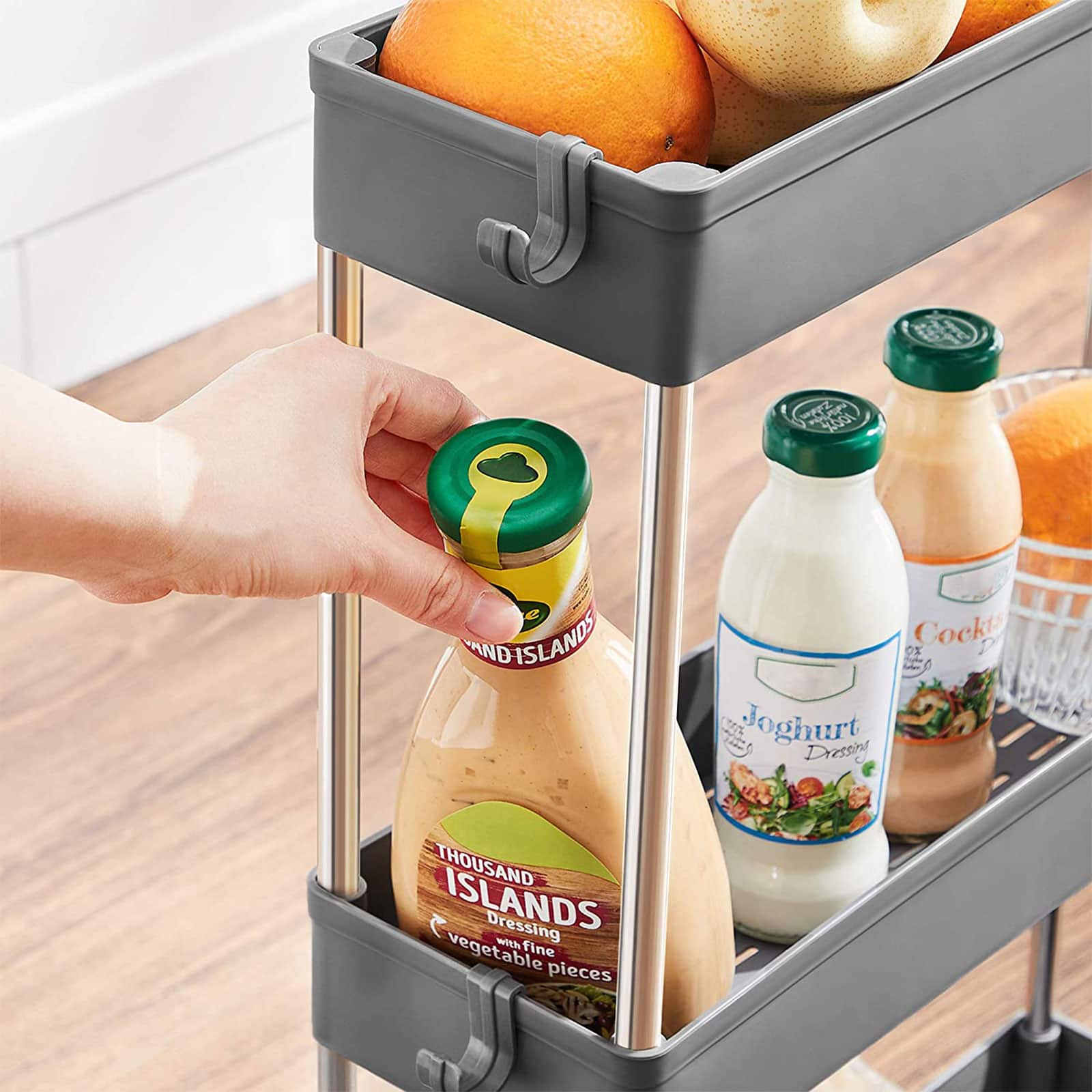 Rollwagen mit 3 Ebenen Grau-KSC007G01