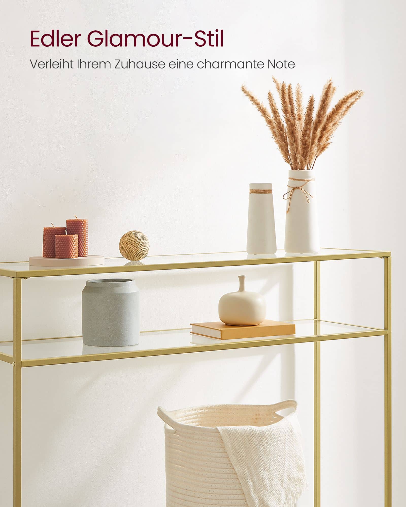 Konsolentisch modern verstellbar goldfarben-transparent Konsolentisch modern verstellbar goldfarben-transparent