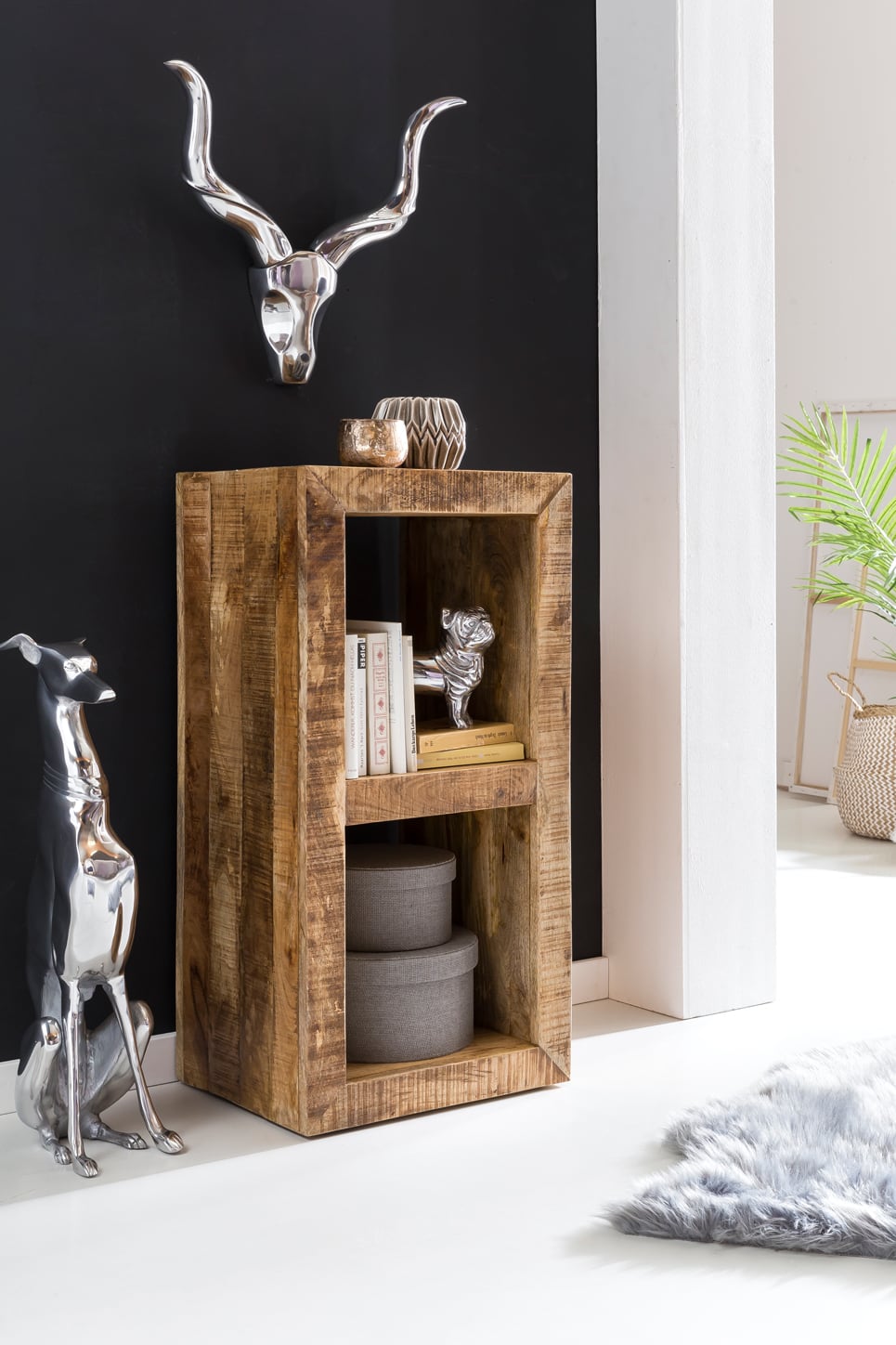 43703-WOHNLING-Standregal-Rustica-45x35x90cm-WL5_1 Standregal Massivholz Mango 90 x 45 x 35 cm 2 Böden