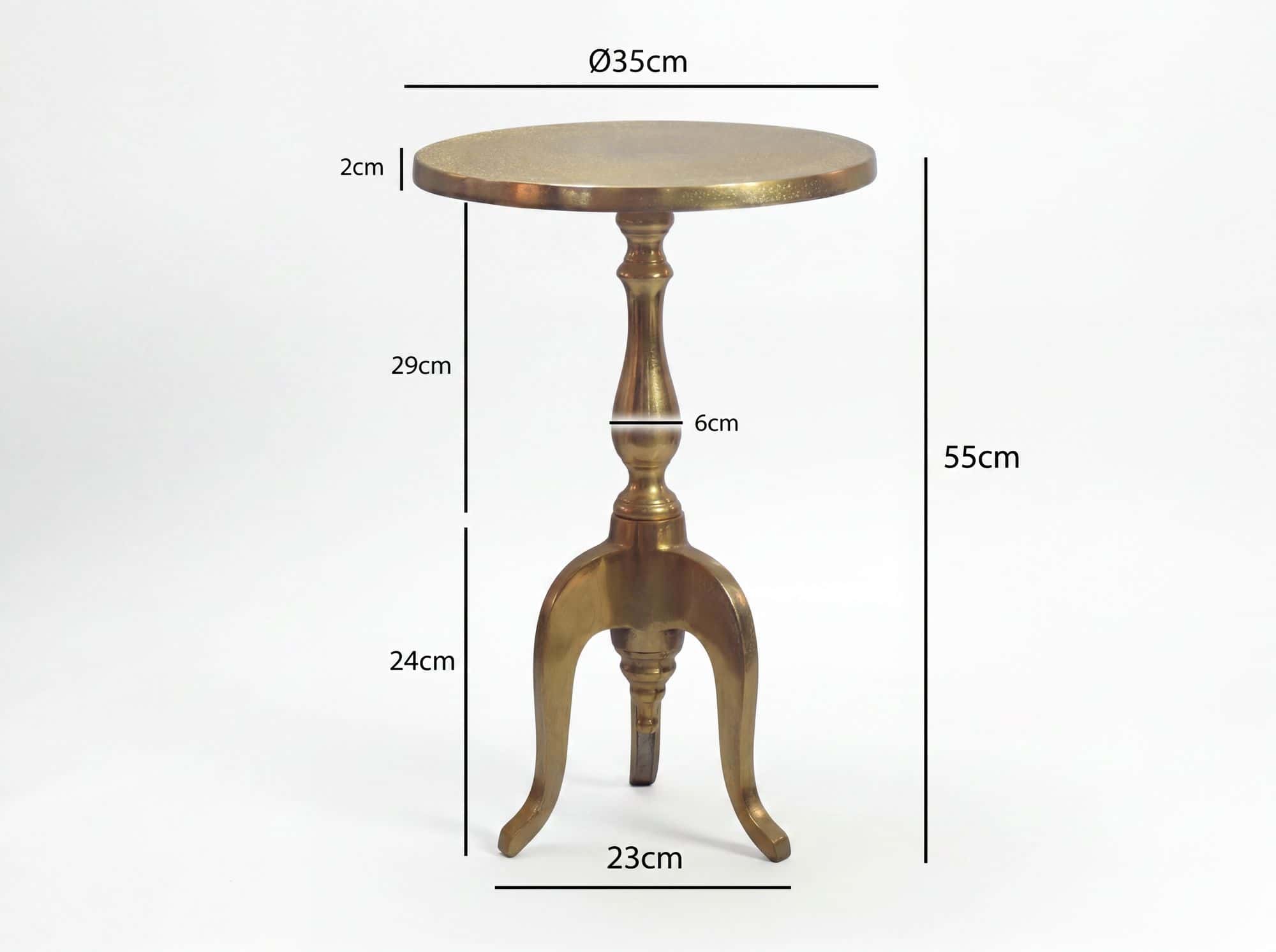 Beistelltisch Aluminium Gold 35cm Metall Rund - Design Anstelltisch Alu - Moderner Wohnzimmertisch - Loungetisch Sofatisch - Edler Couchtisch Handmade