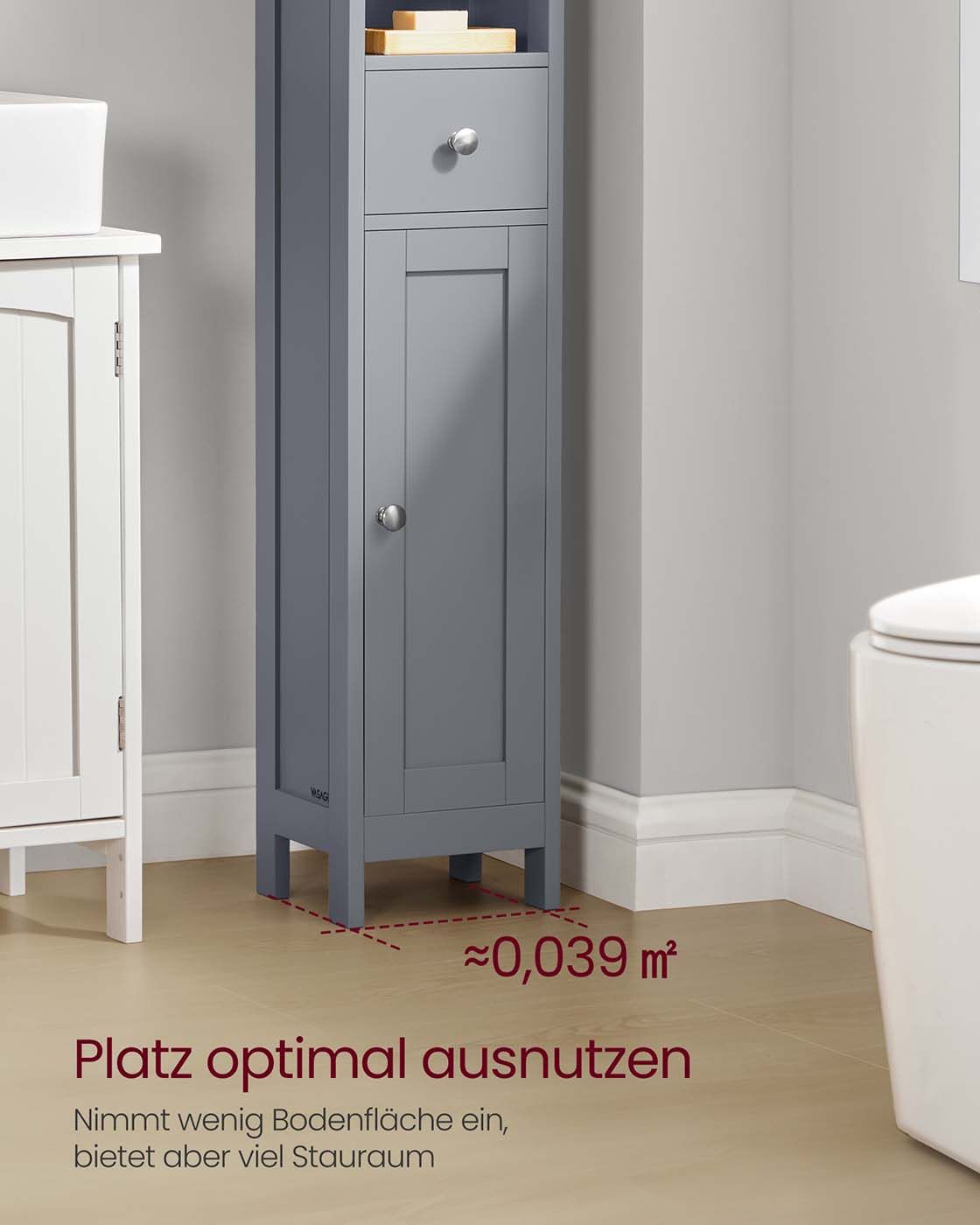 Badschrank mit verstellbaren Ablagen und offenen Badschrank mit verstellbaren Ablagen und offenen