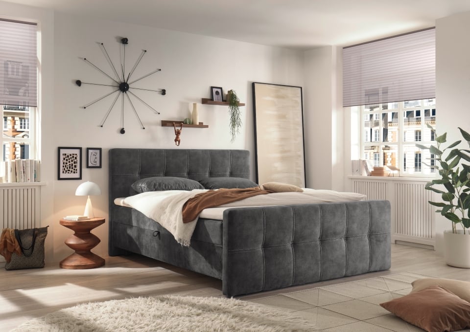 ED Exciting Design Boxbett Valetta 6 – Luxus-Mikrofaser, Tonnentaschenfederkern, HR-30 Topper, Bettkasten – H2 Härtegrad (bis 120 kg)  in verschiedenen Farben erhältlich