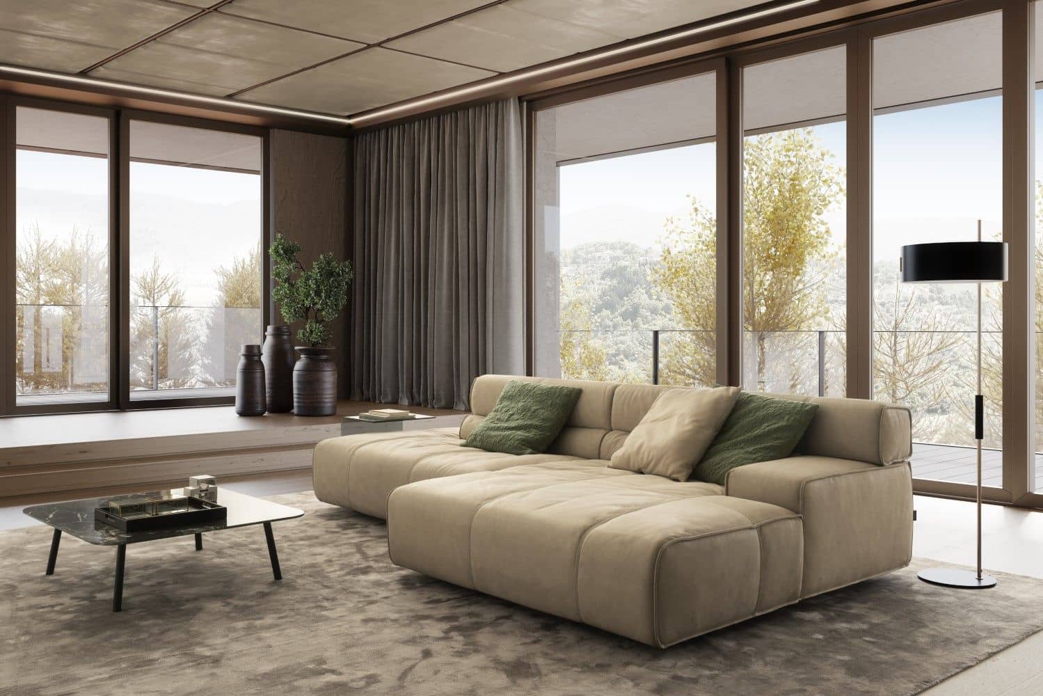 Echtleder Ecksofa Colosseo von designwerk mit Sitztiefenverstellung